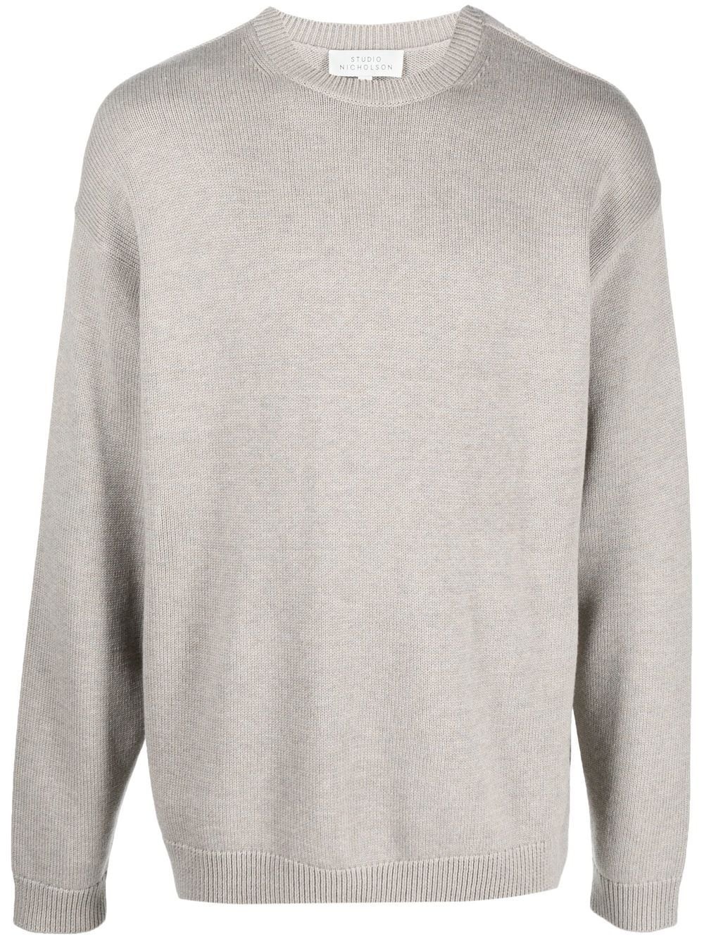 round-neck merino-cotton jumper - 1