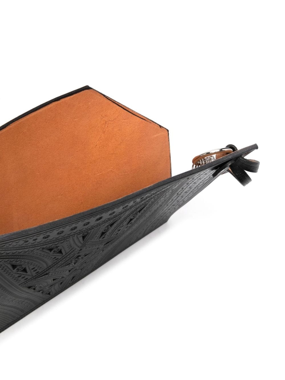 debossed-finish leather messenger bag - 5
