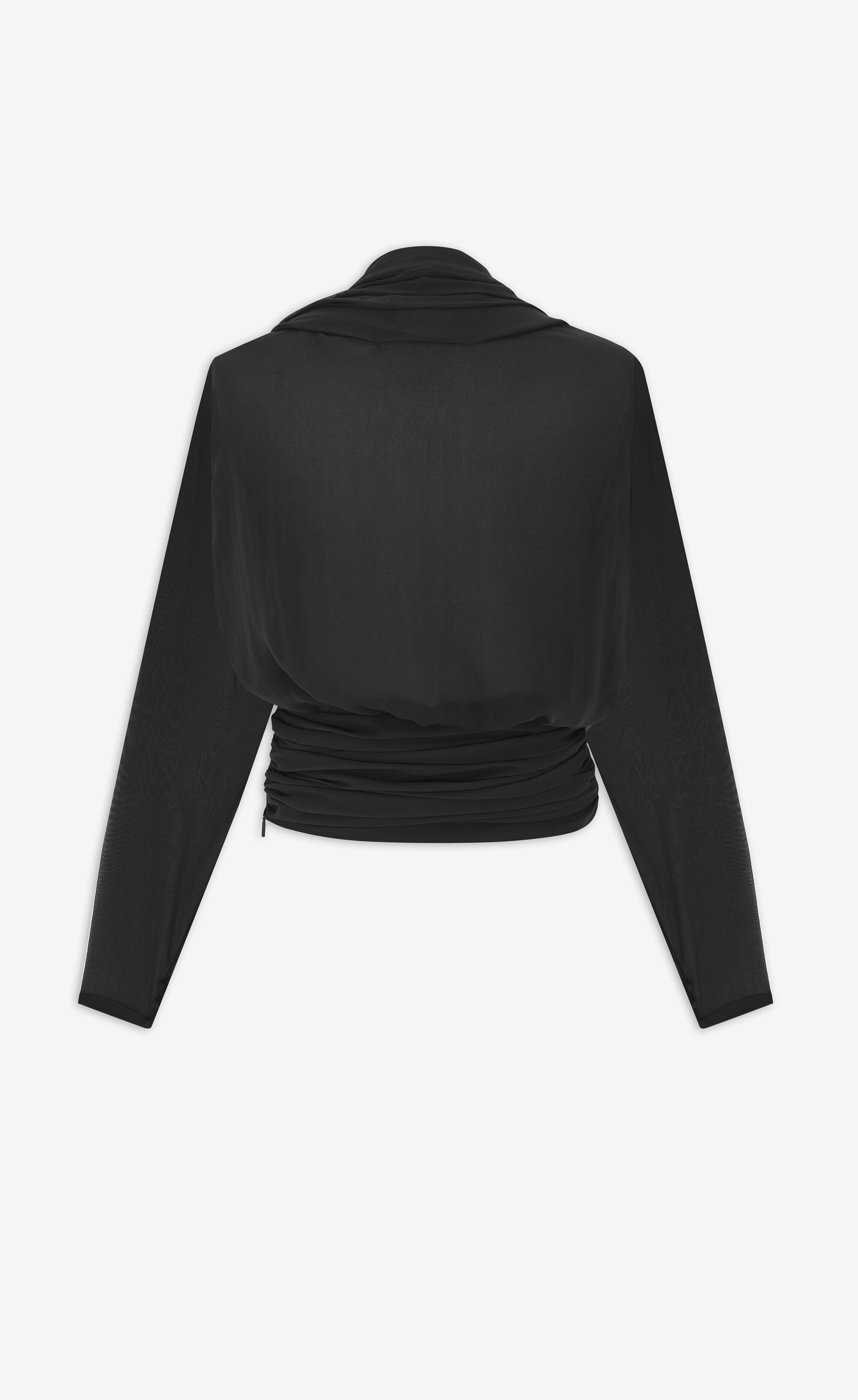 draped blouse in silk muslin crepe - 3
