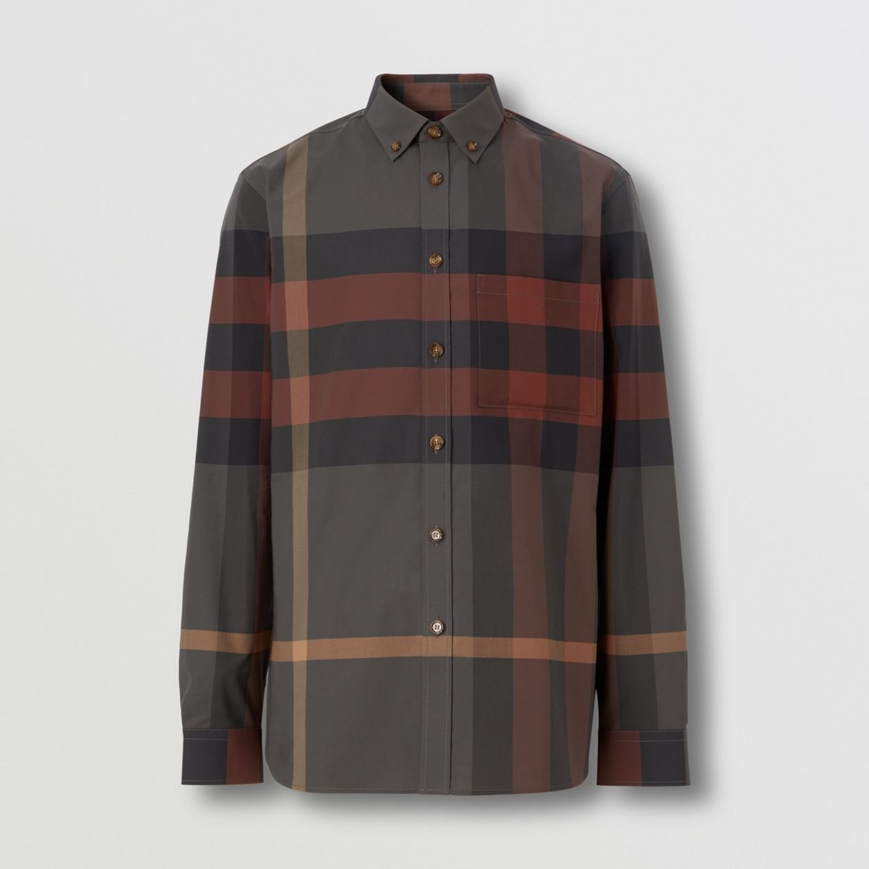 Check Stretch Cotton Poplin Shirt - 1