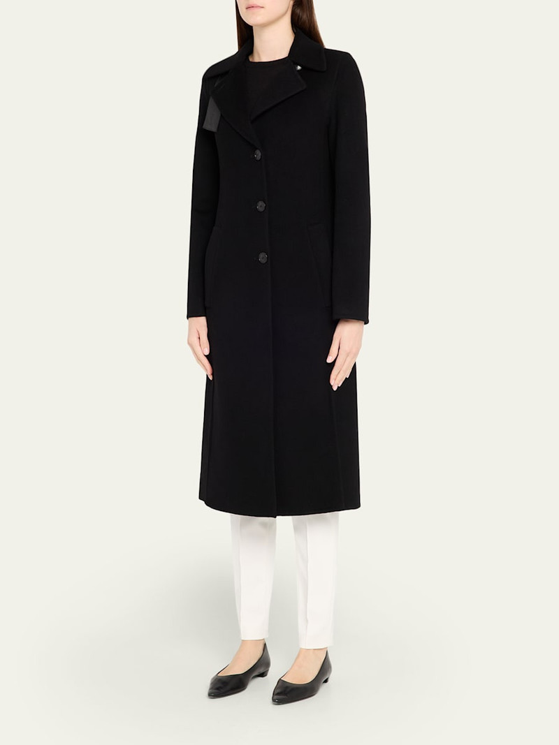 AKRIS Leather Collar Cashmere Coat outlook