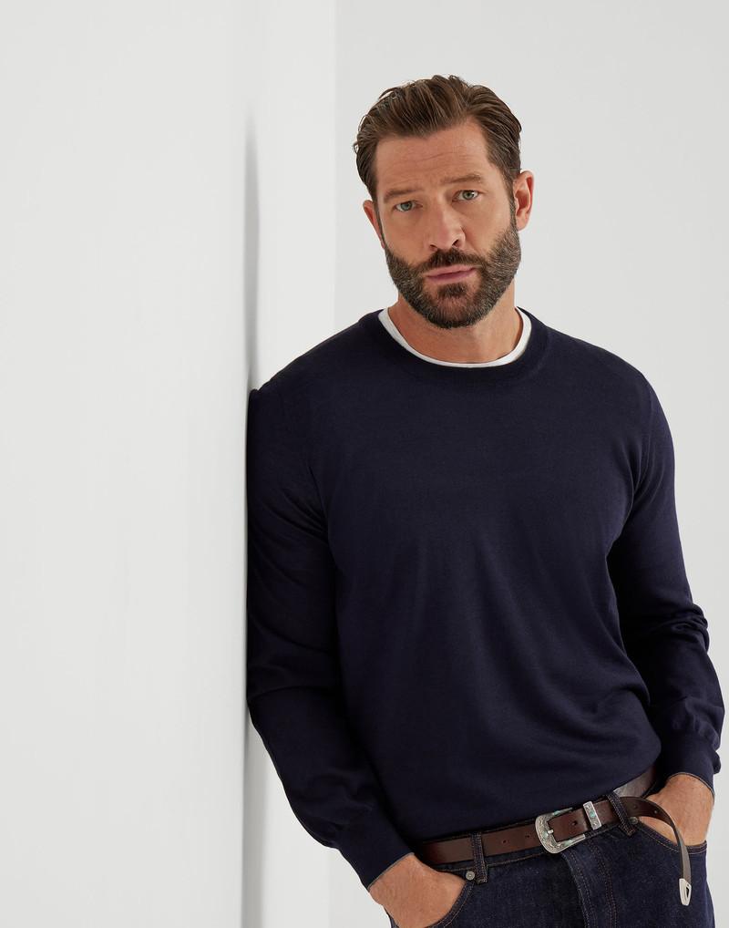 Virgin wool and cashmere lightweight sweater with patches 4