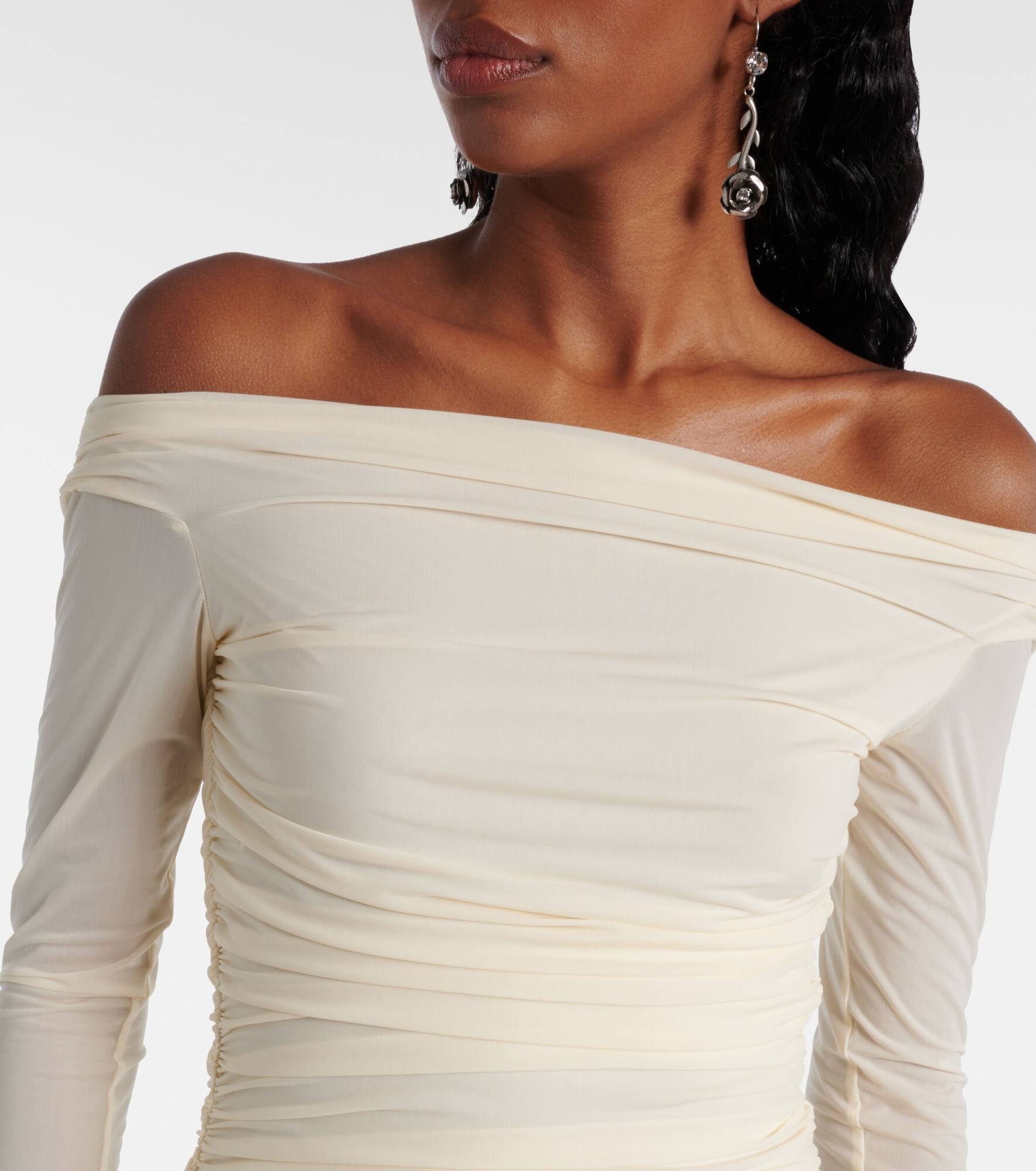 Ruffled jersey and georgette minidress - 4