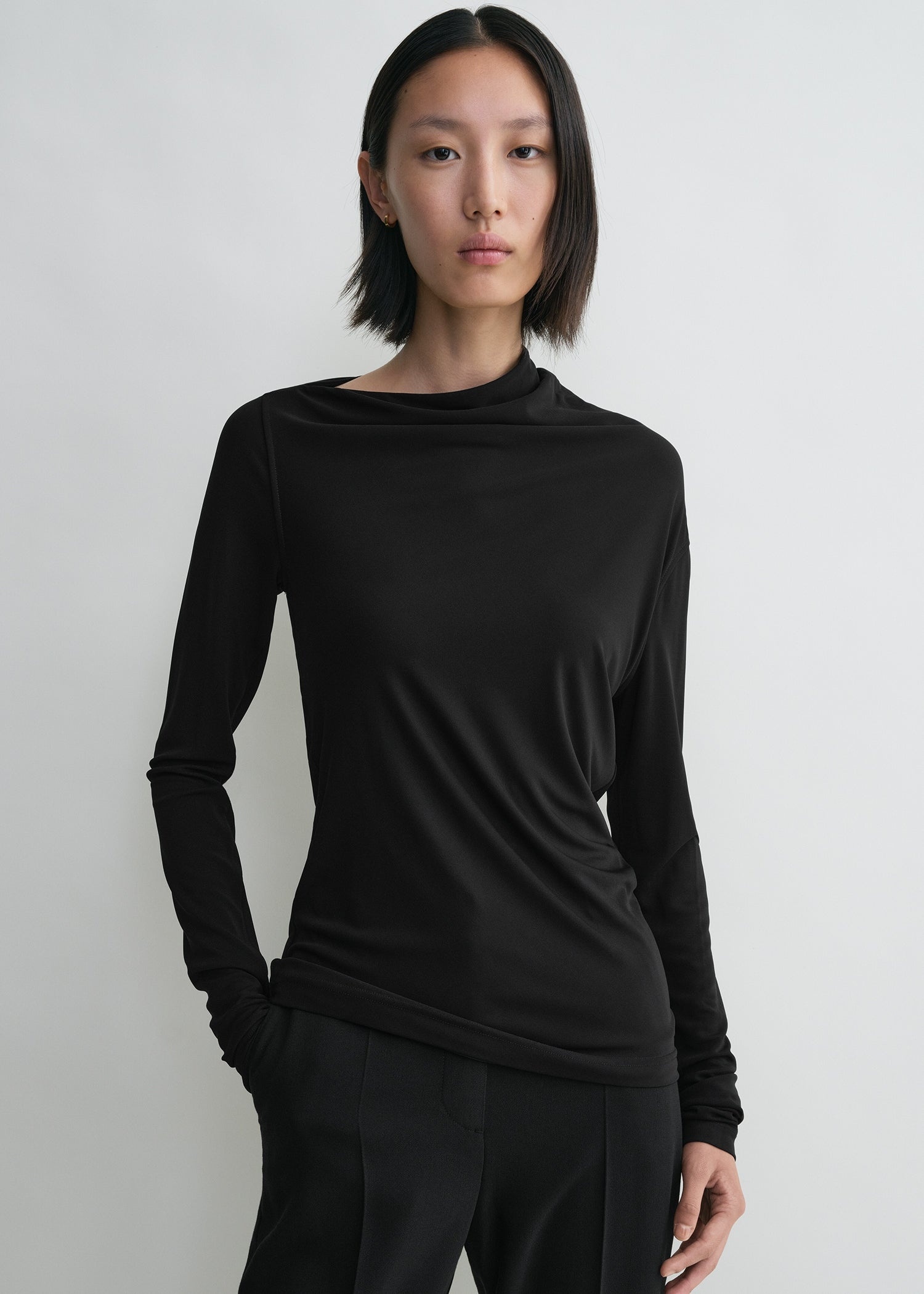 Draped jersey top black - 3