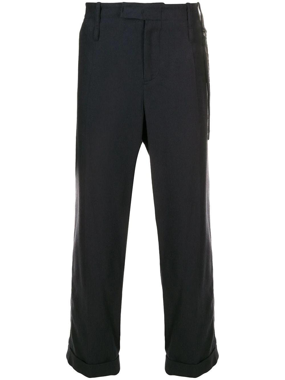 textured straight-leg trousers - 1