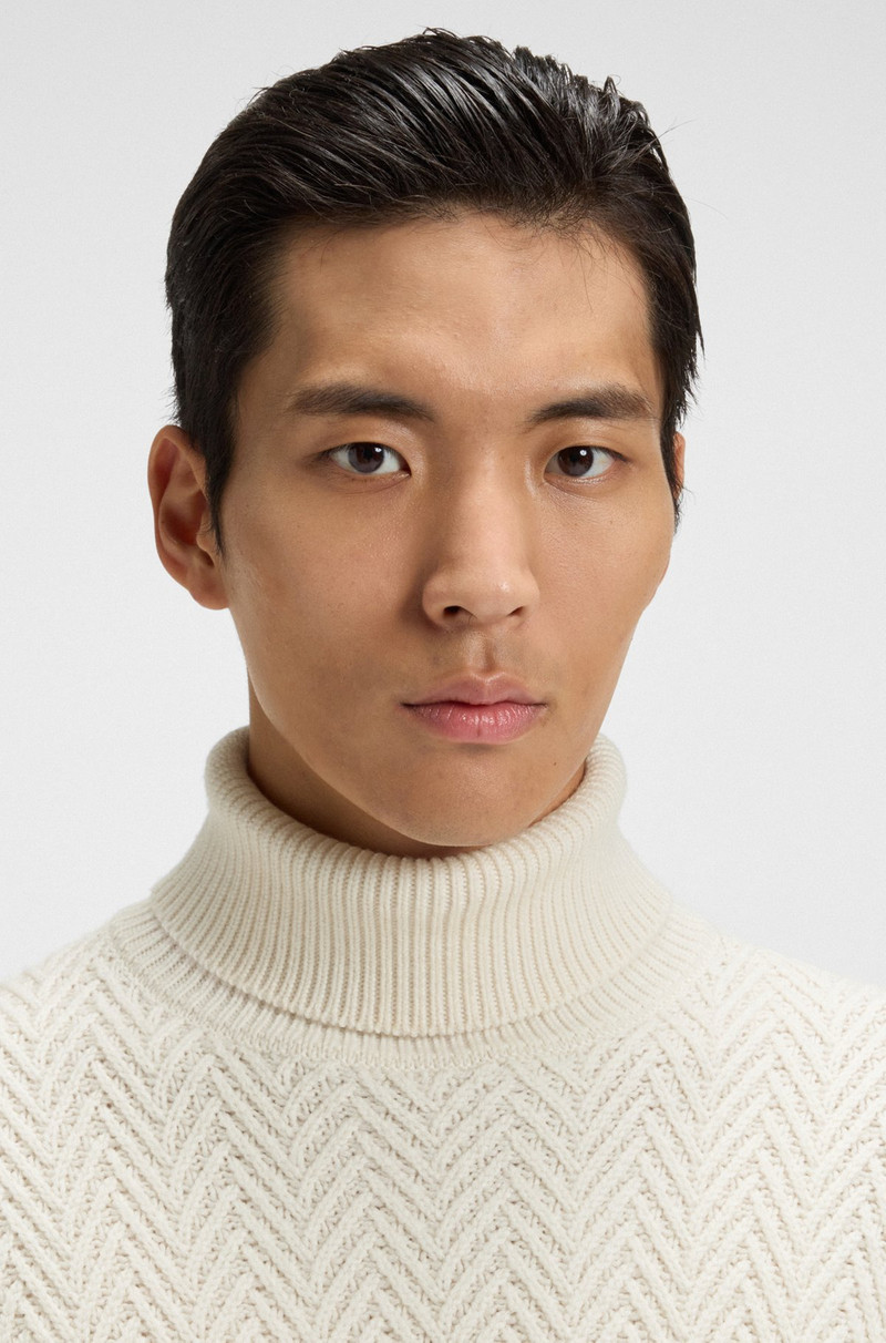 ROLLNECK SWEATER IN HERRINGBONE VIRGIN WOOL 3