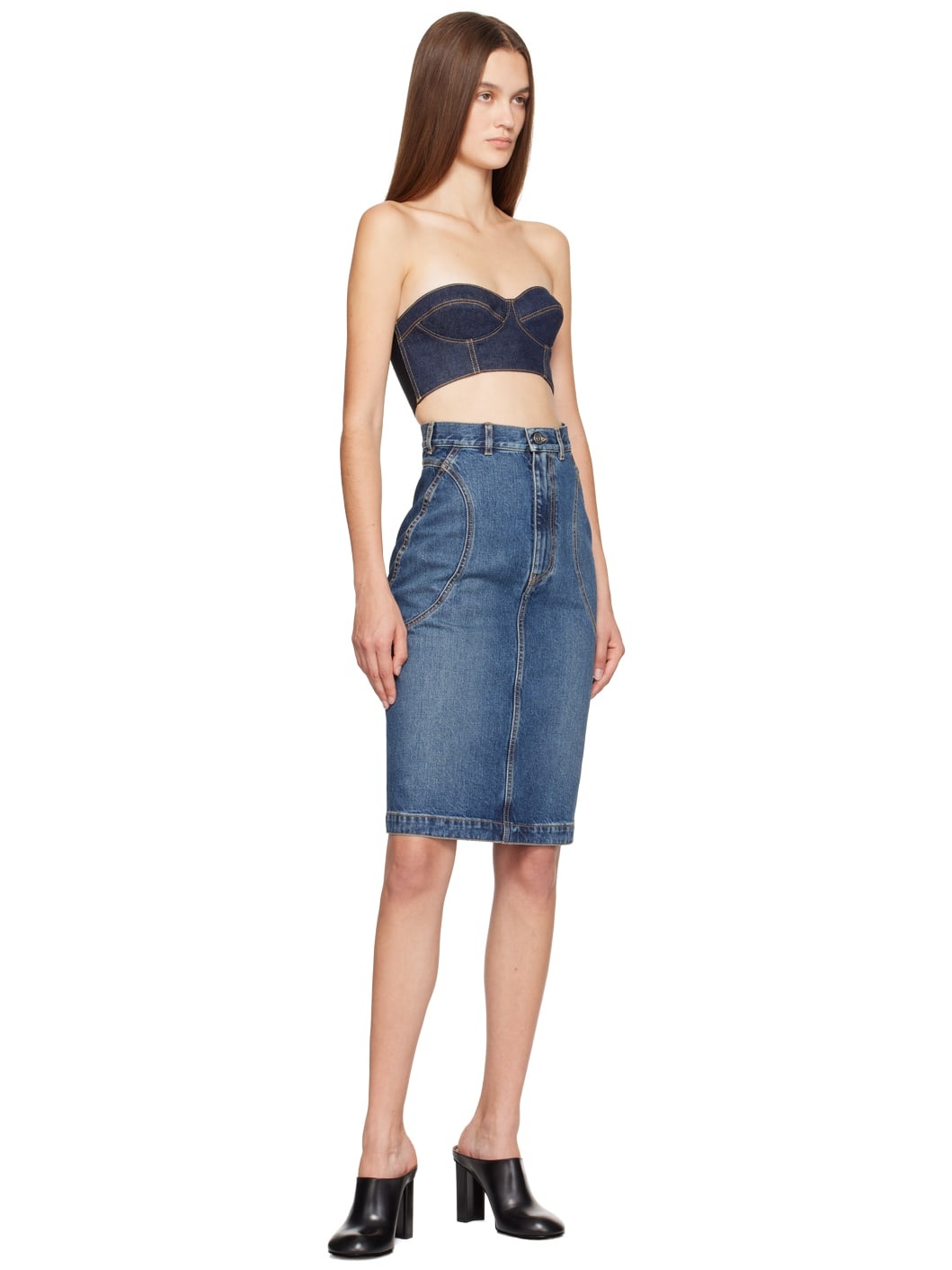 Blue Bustier Denim Top - 4