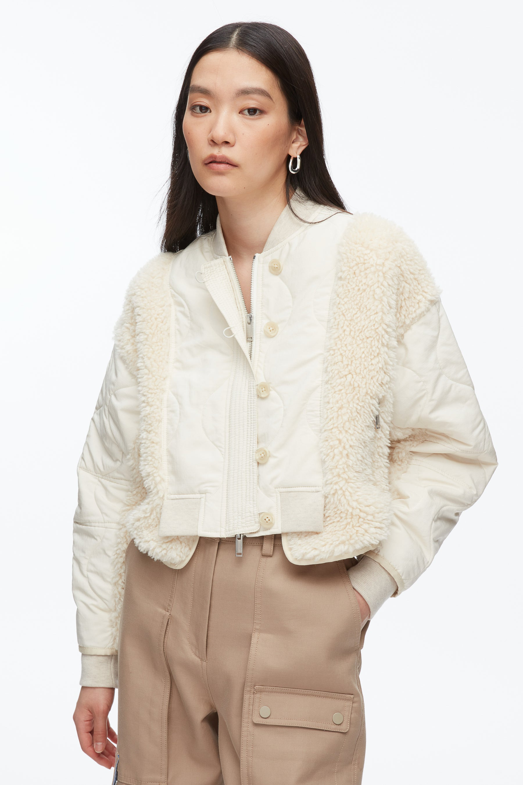Cropped Sherpa Combo Bomber - 6