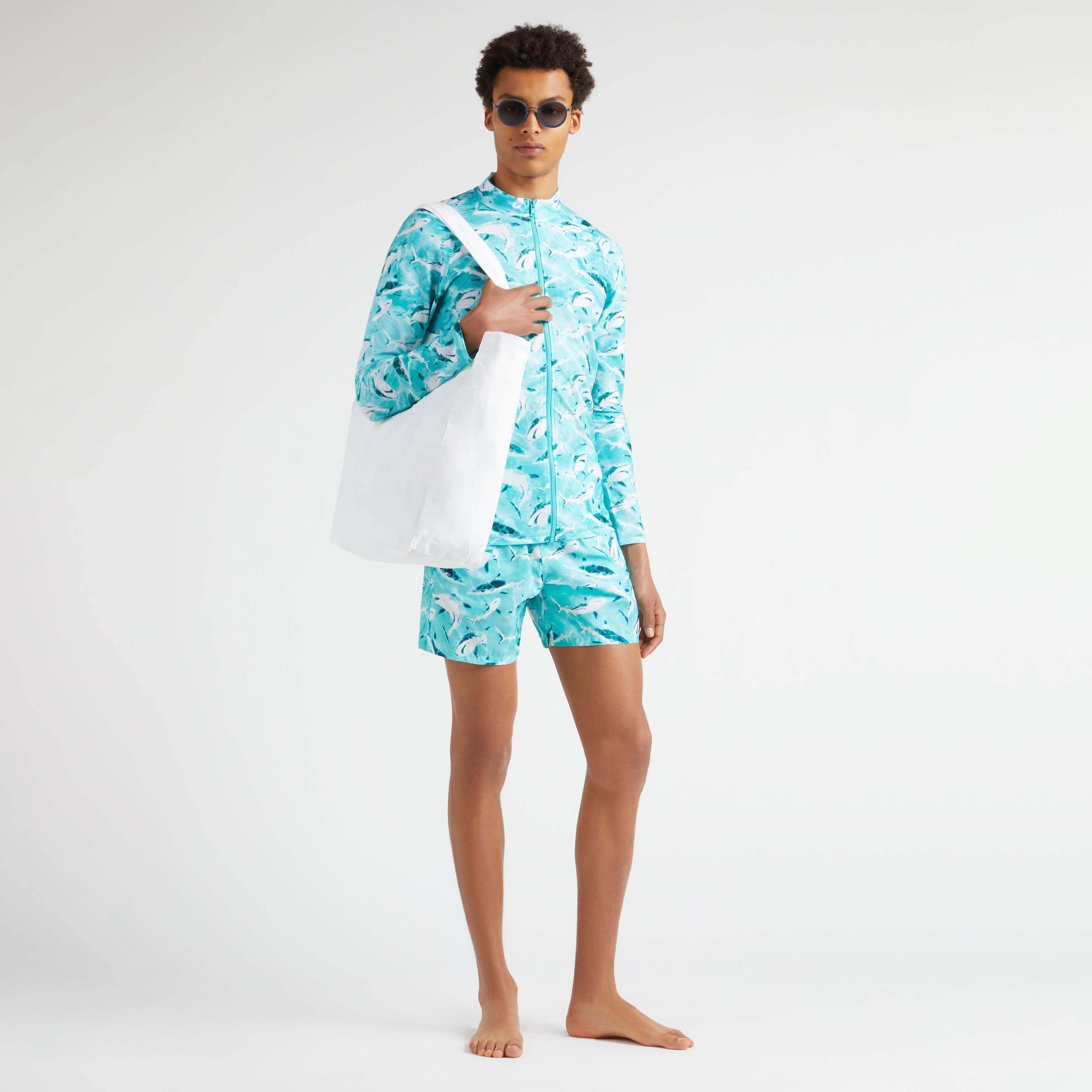 Men Zipped Long Sleeves Rashguard Requins - 5