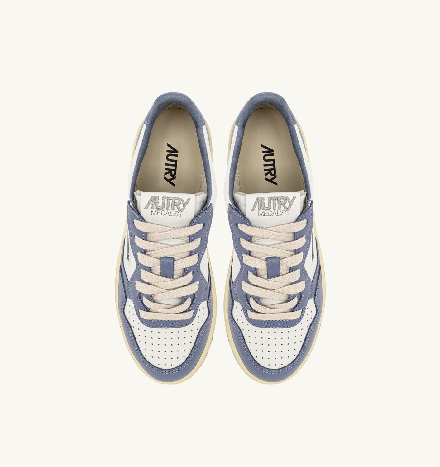 MEDALIST LOW SNEAKERS BICOLOR IN WHITE AND TEMPEST LEATHER - 5