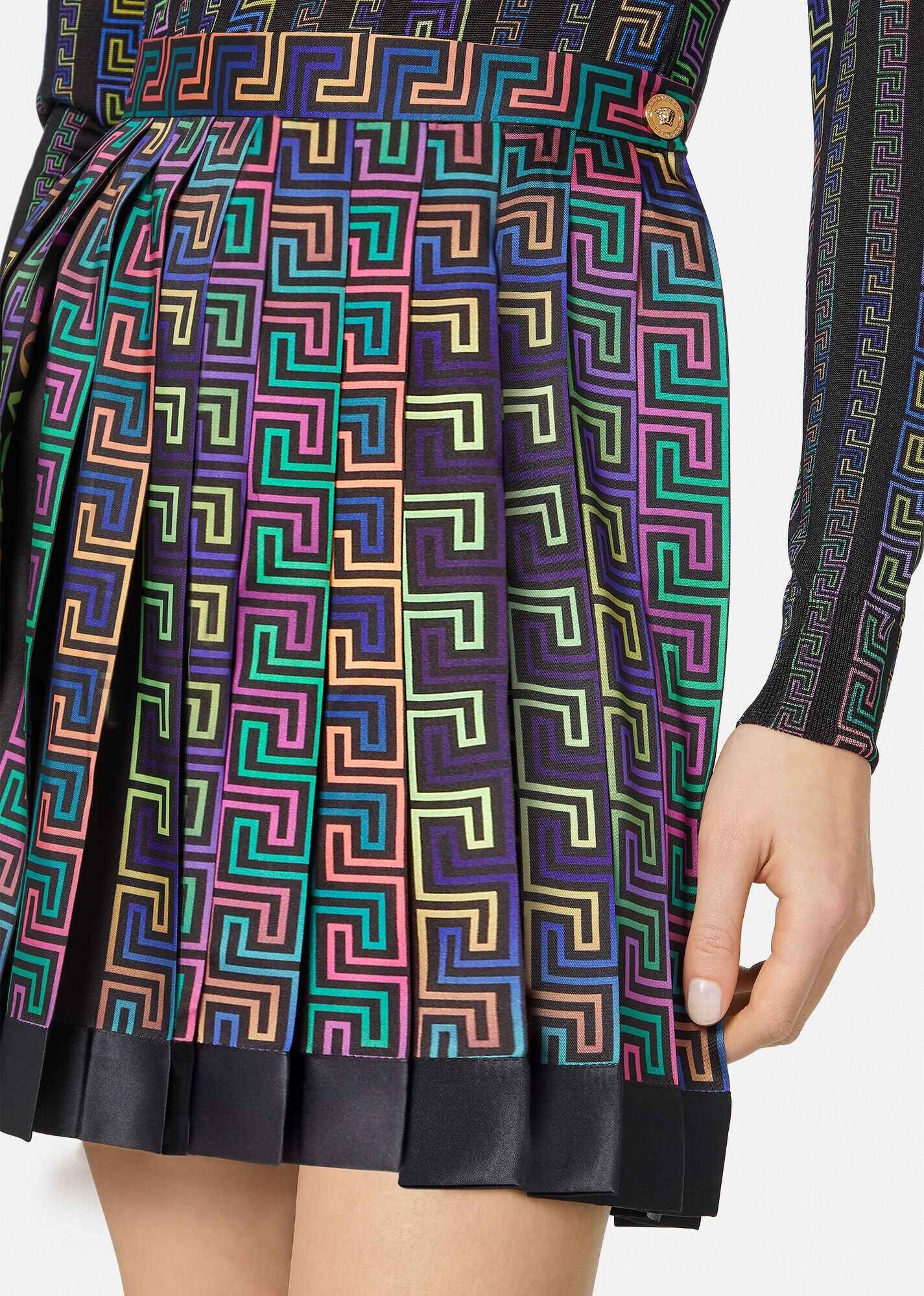 Greca Neon Print Pleated Skirt - 5