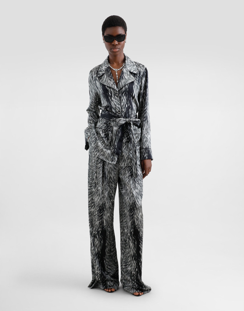 Dolce & Gabbana Silk satin pajama pants with fur print outlook