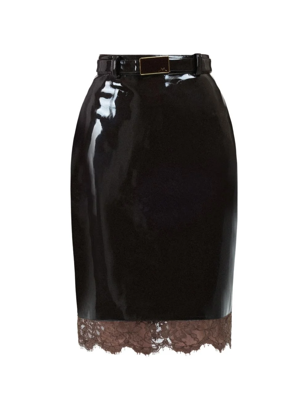 lace vinyl midi skirt - 1