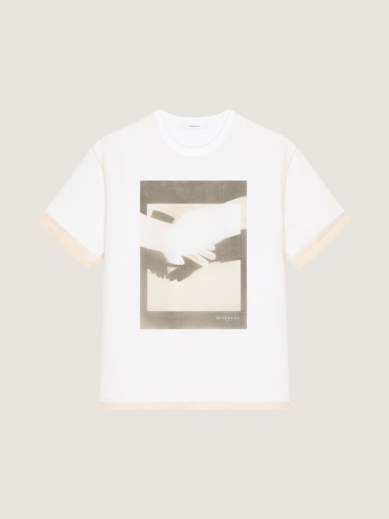 T-SHIRT IN COTTON AND ORGANZA WITH SURREALISM PRINT 1