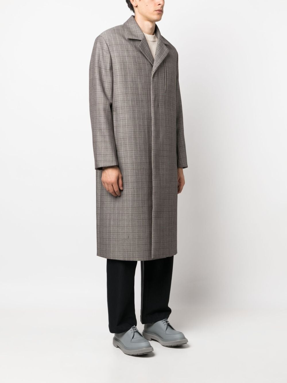 checked wool coat - 3