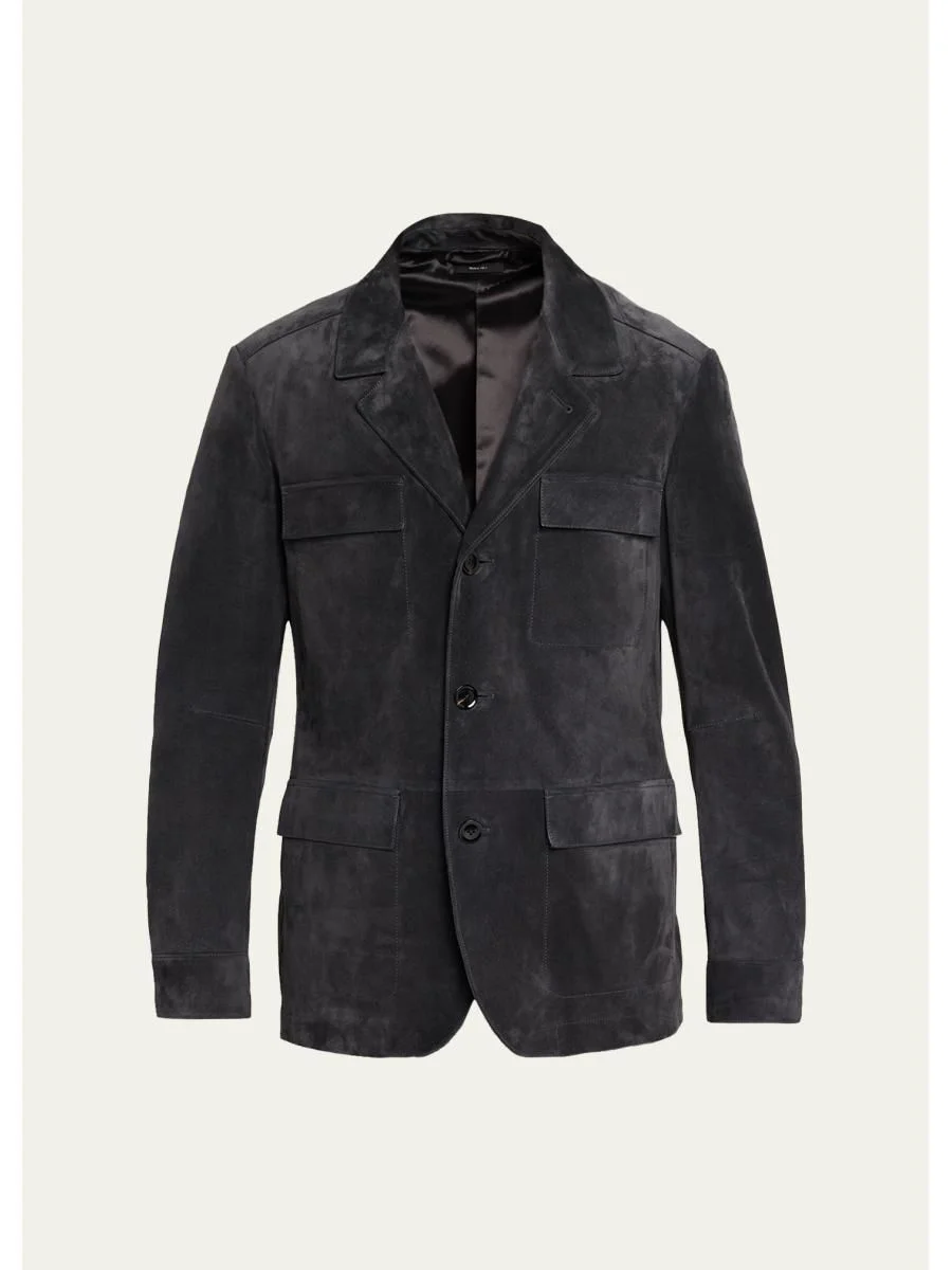 Men's Suede Military Jacket - 1