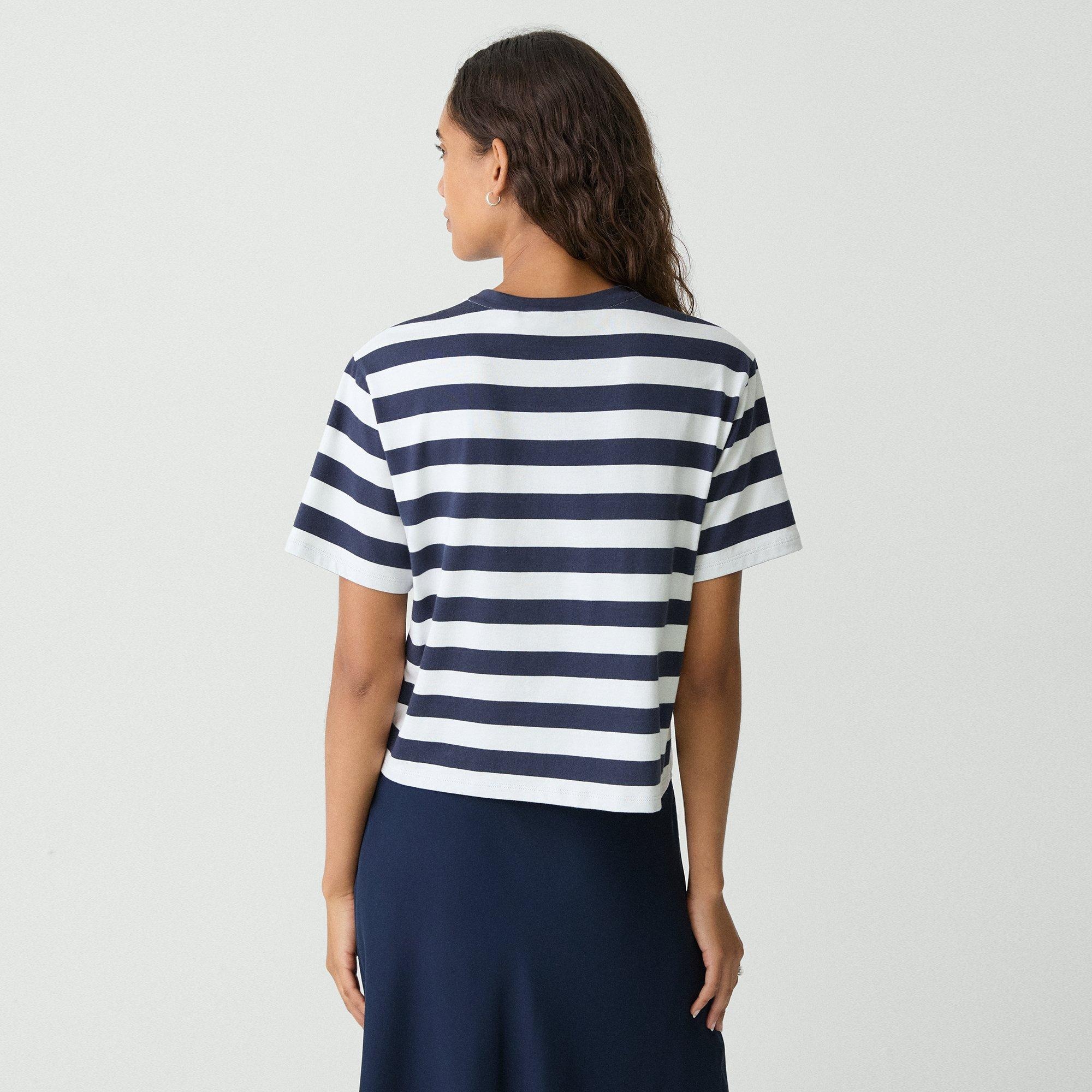Boxy Crewneck Tee in Striped Cotton - 4