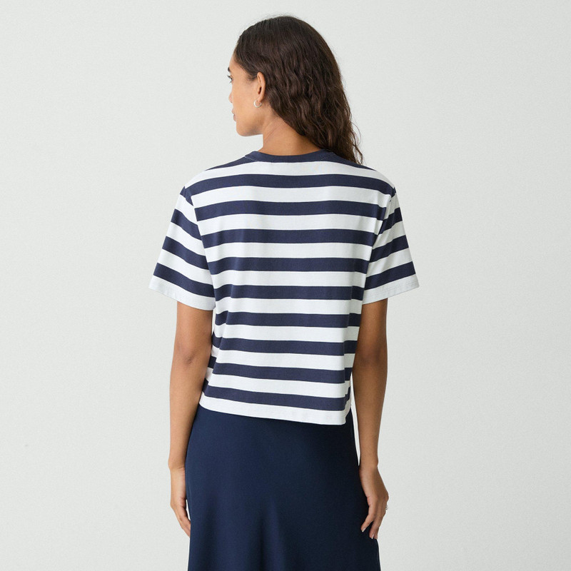 Boxy Crewneck Tee in Striped Cotton 4