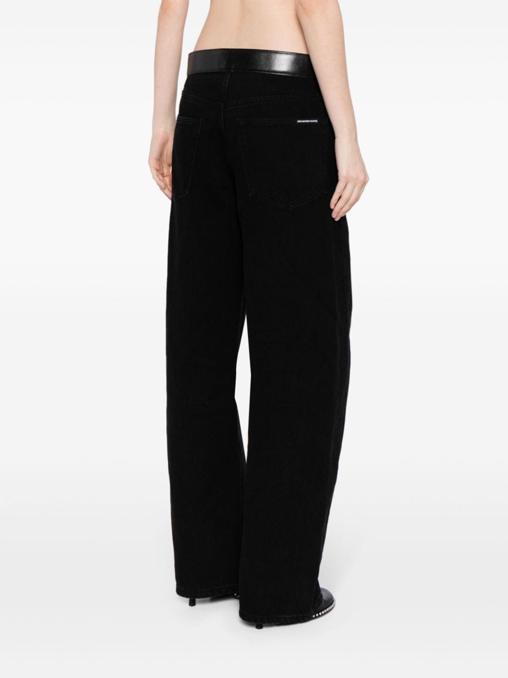 belted-waist wide-leg trousers - 4