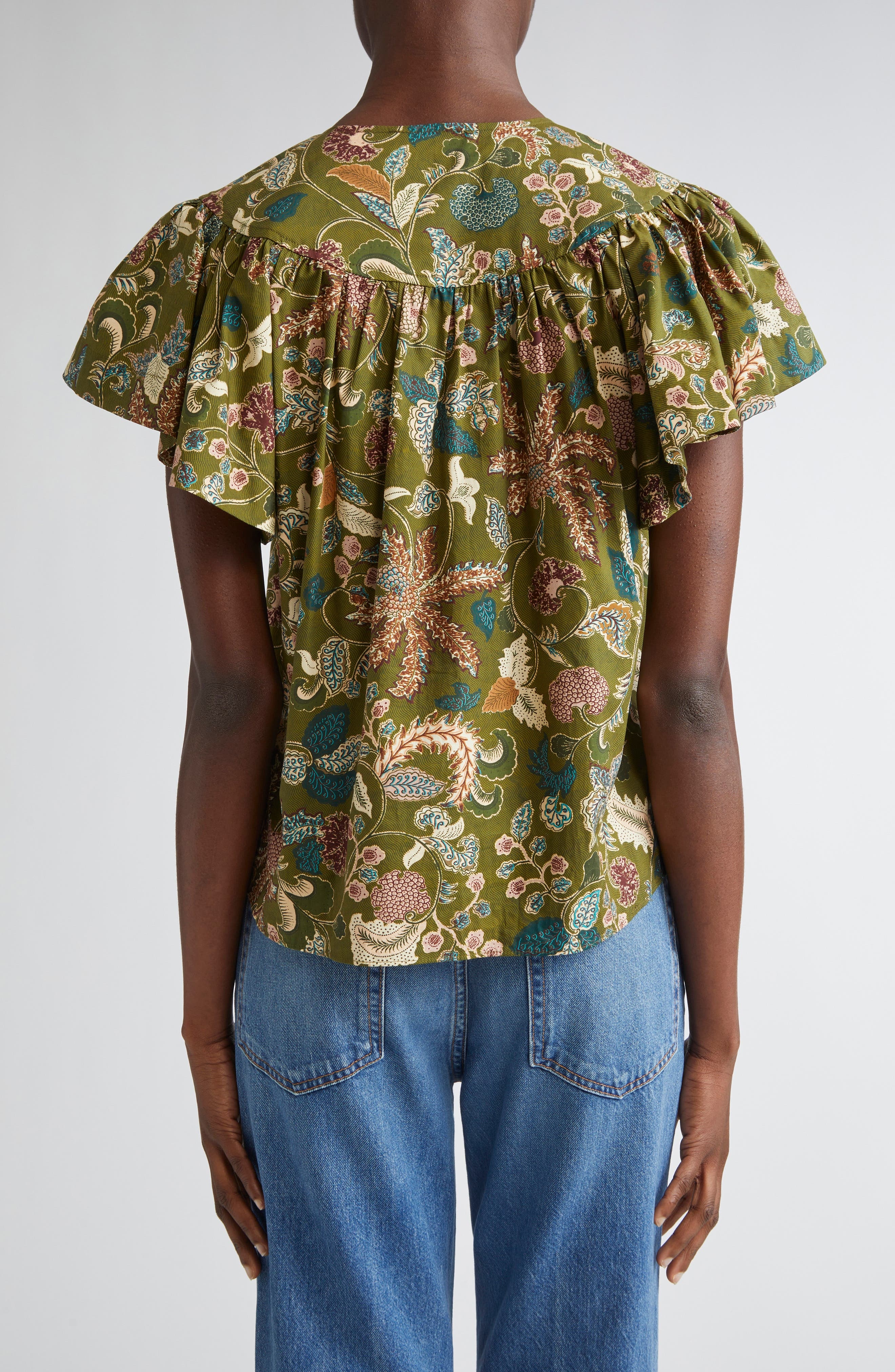 Ulla Johnson Perline Flutter Sleeve Top in Lichen at Nordstrom - 3