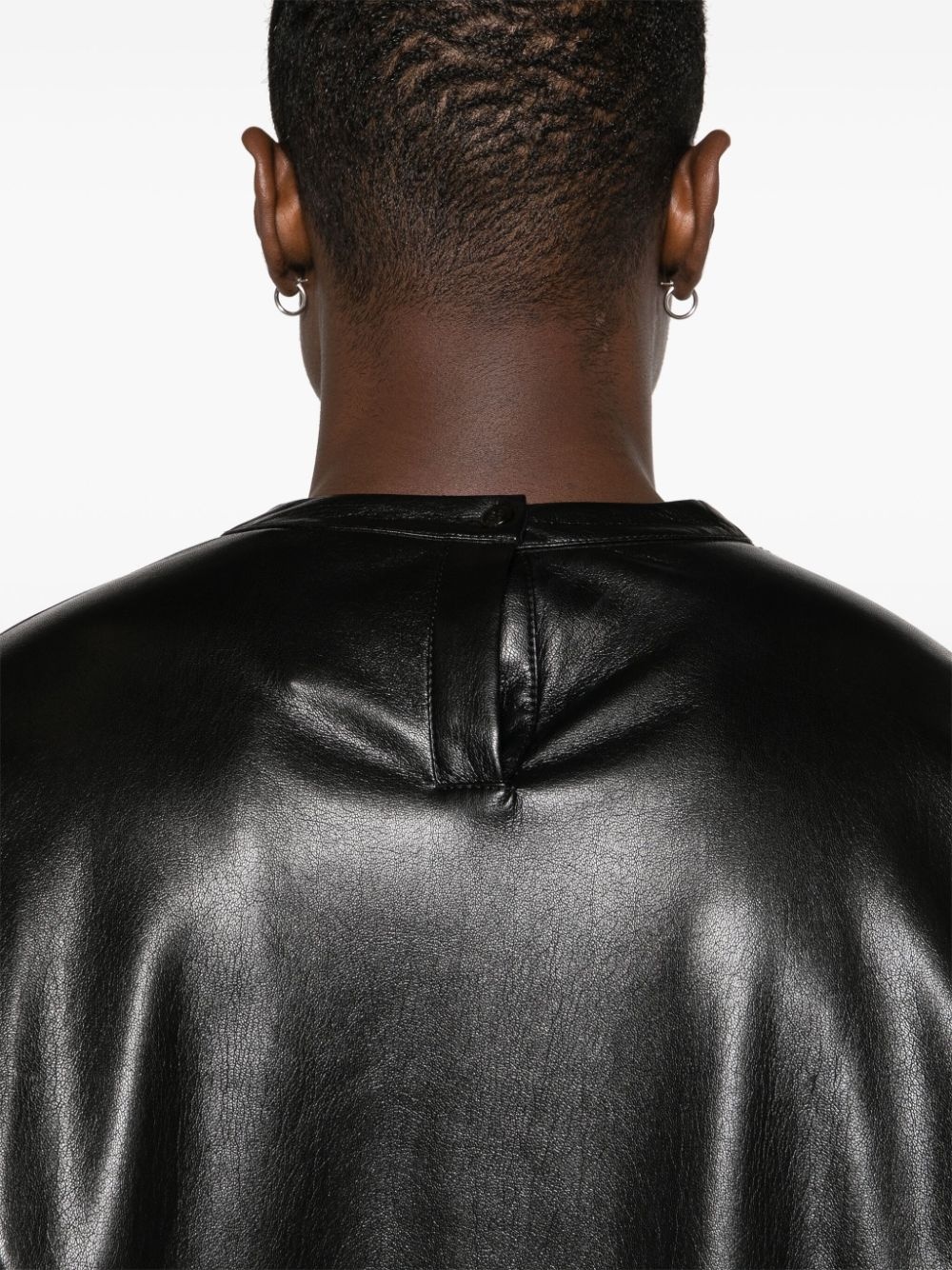 drop-shoulder faux-leather T-shirt - 5