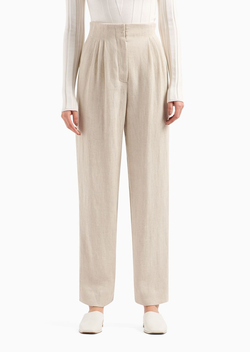 Oval-leg trousers in an armure linen-blend crêpe 2