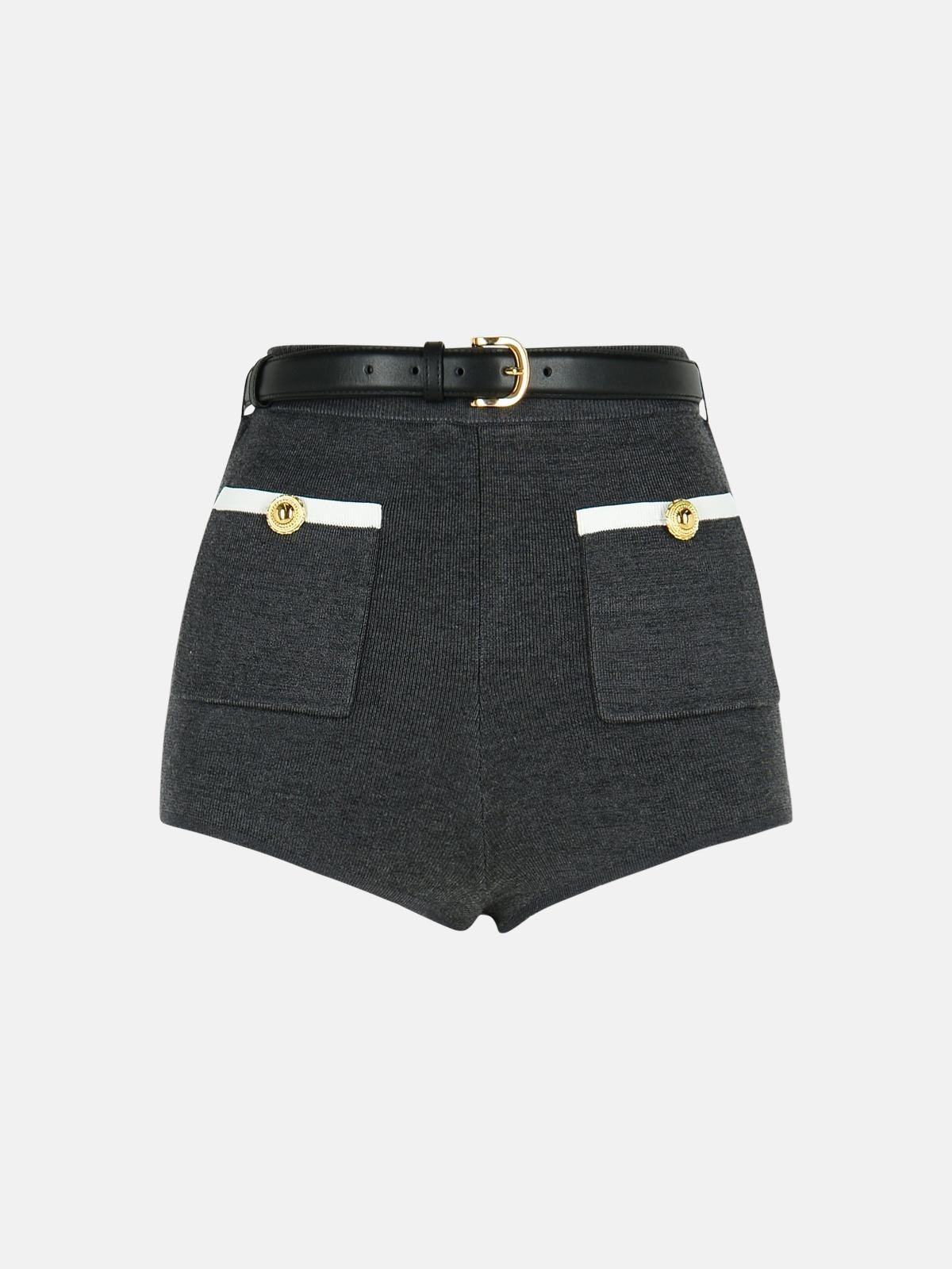 GRAY VISCOSE BLEND SHORTS - 1