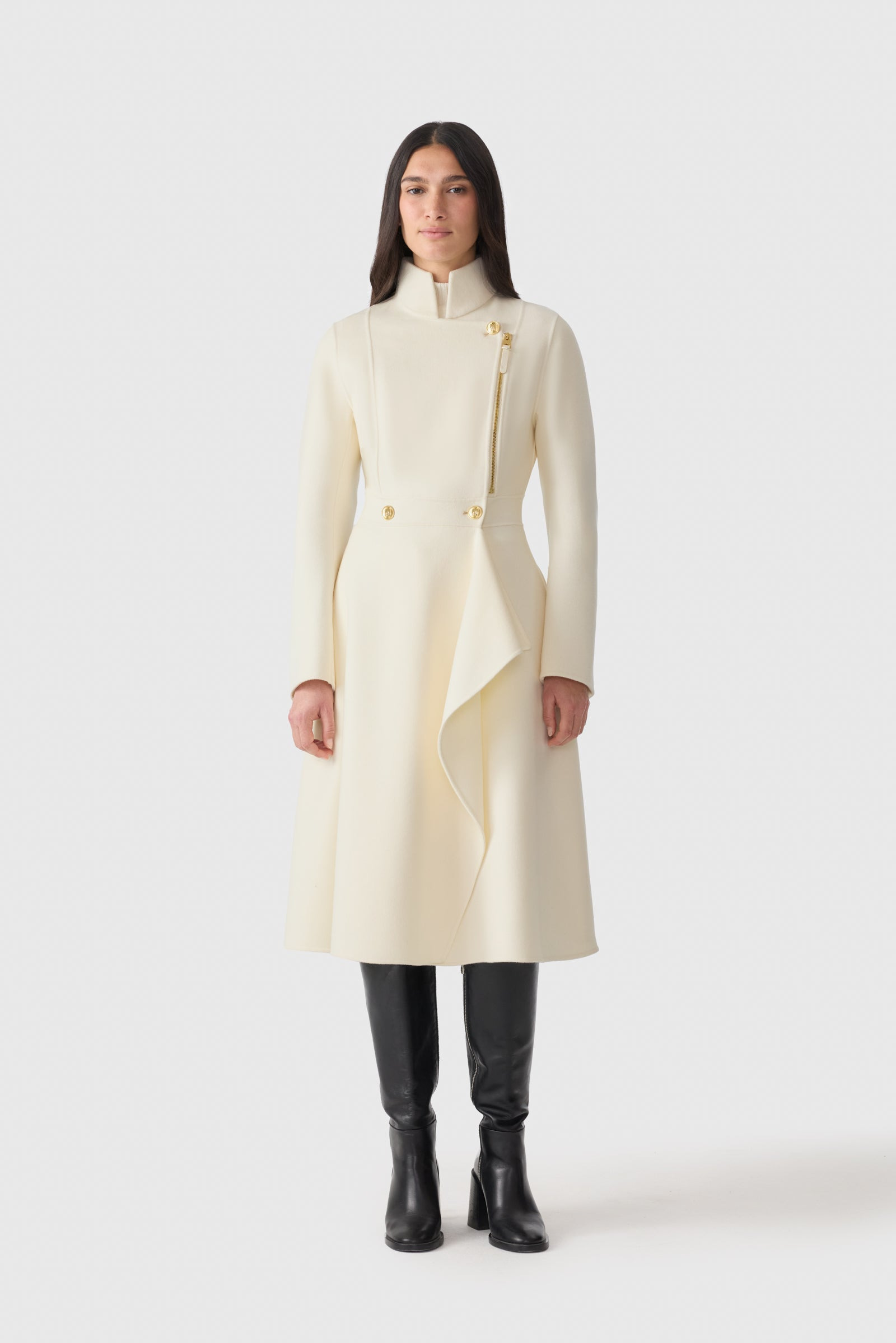 ANNIA Asymmetrical Wool Coat - 2