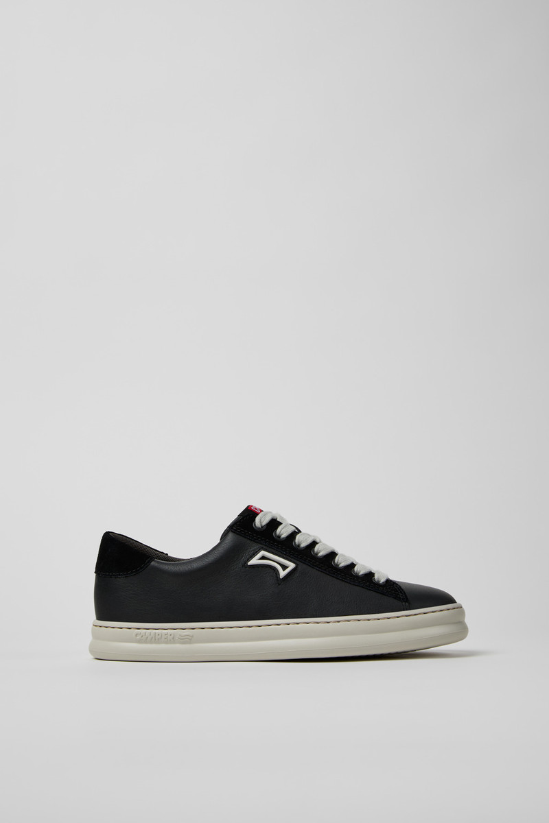 Black Leather and Nubuk Sneakers for Women. 1