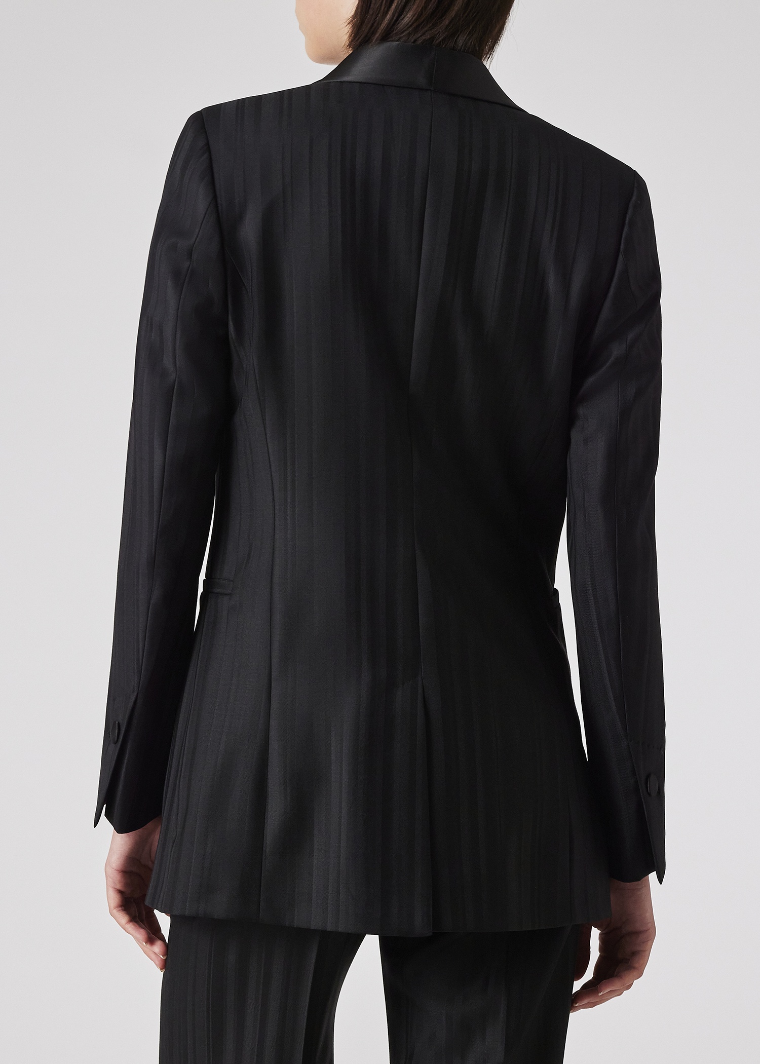 Women's Black 'Shadow Stripe' Shawl Collar Blazer - 6