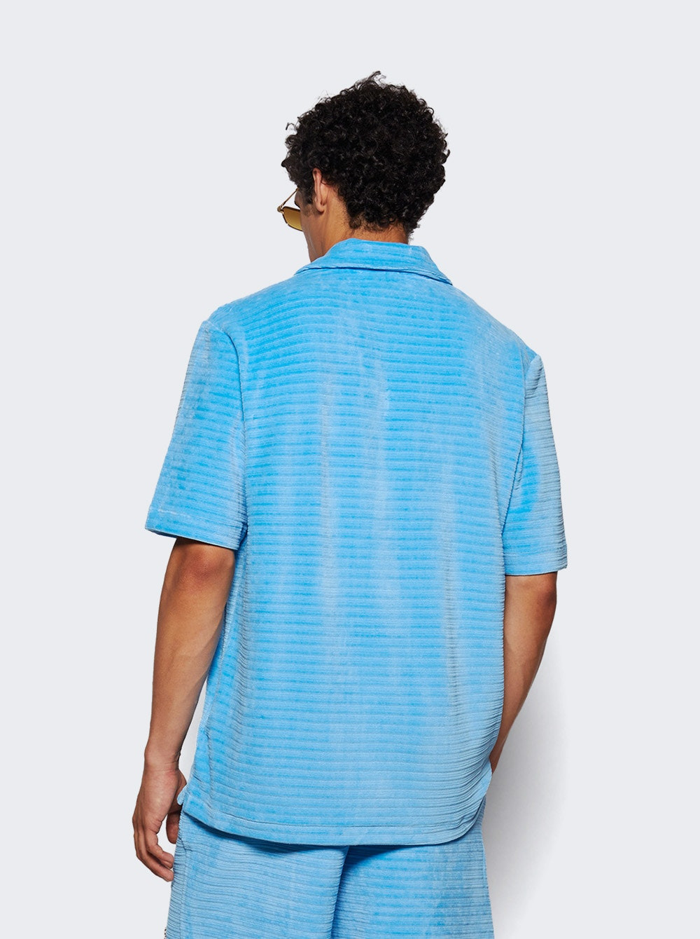 Velour Short Sleeved Shirt Blue - 4