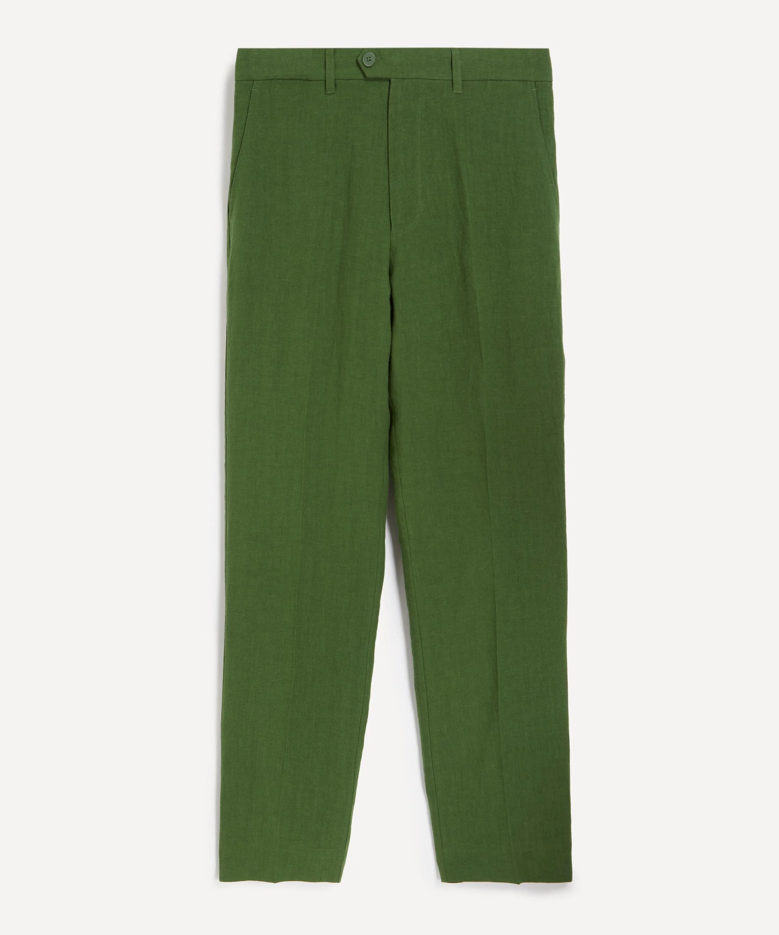 Forest Green Tailored Linen Trousers - 1