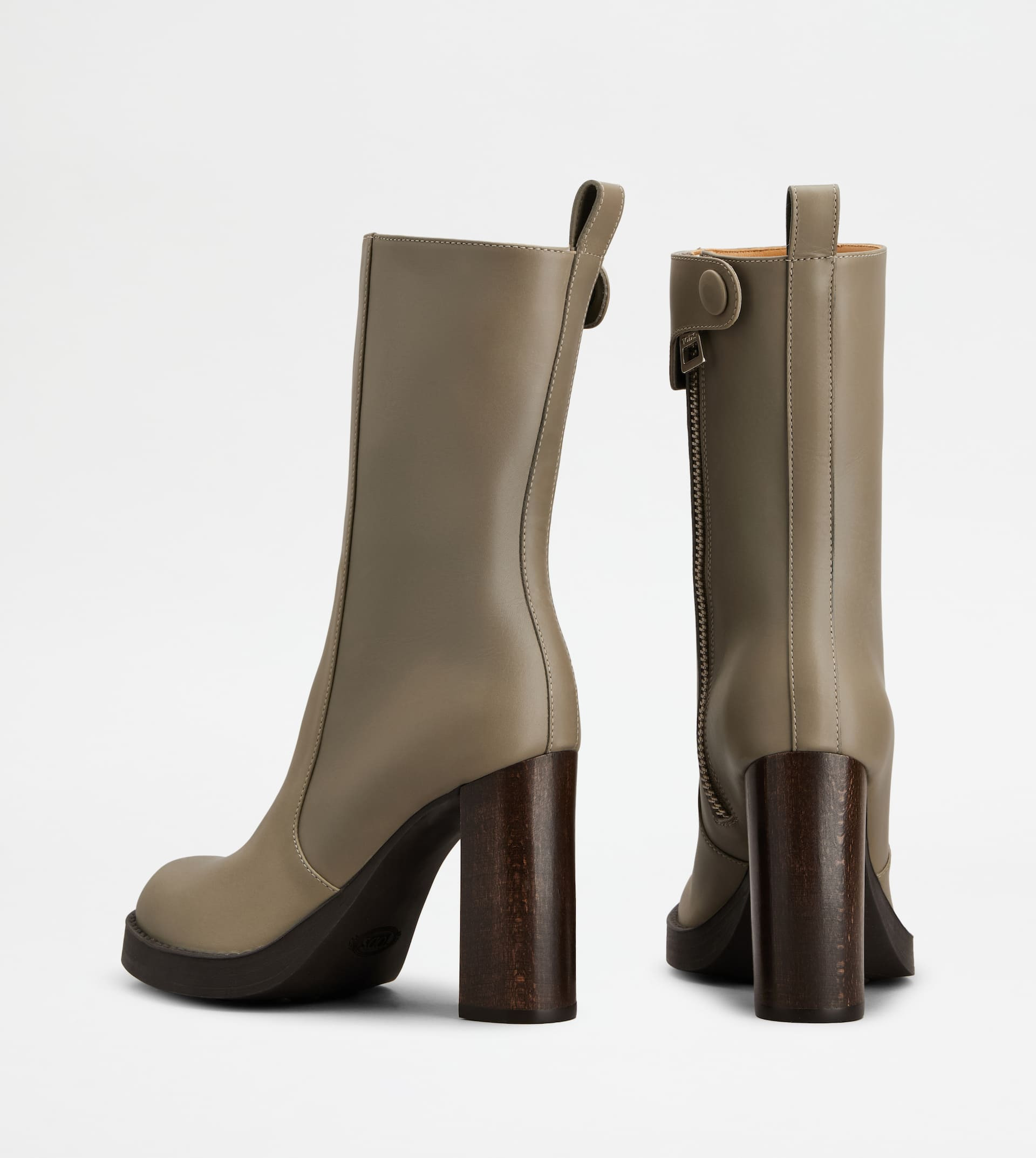 ANKLE BOOTS IN LEATHER - GREY - 3