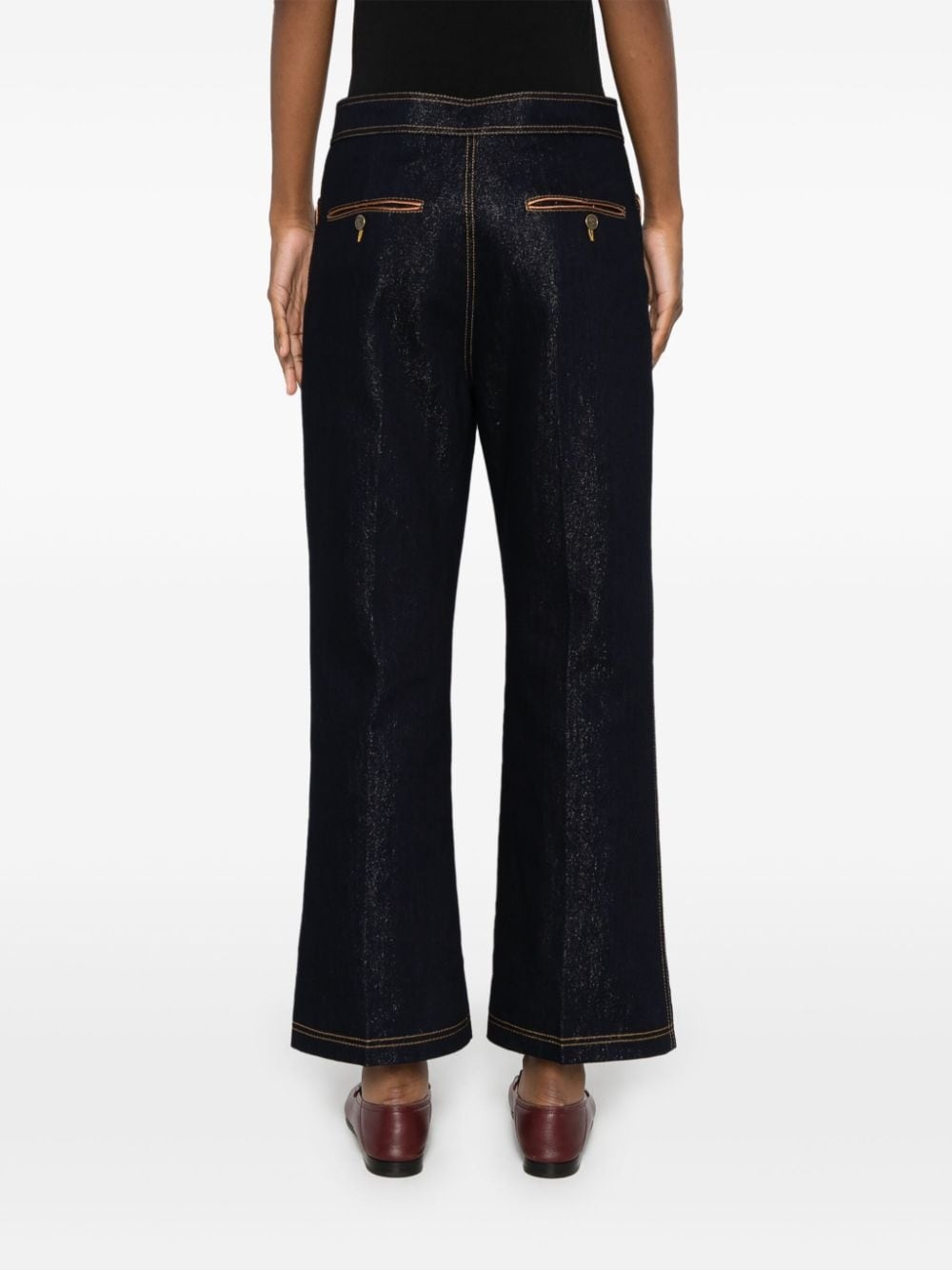 Pegaso-buttons cropped jeans - 4