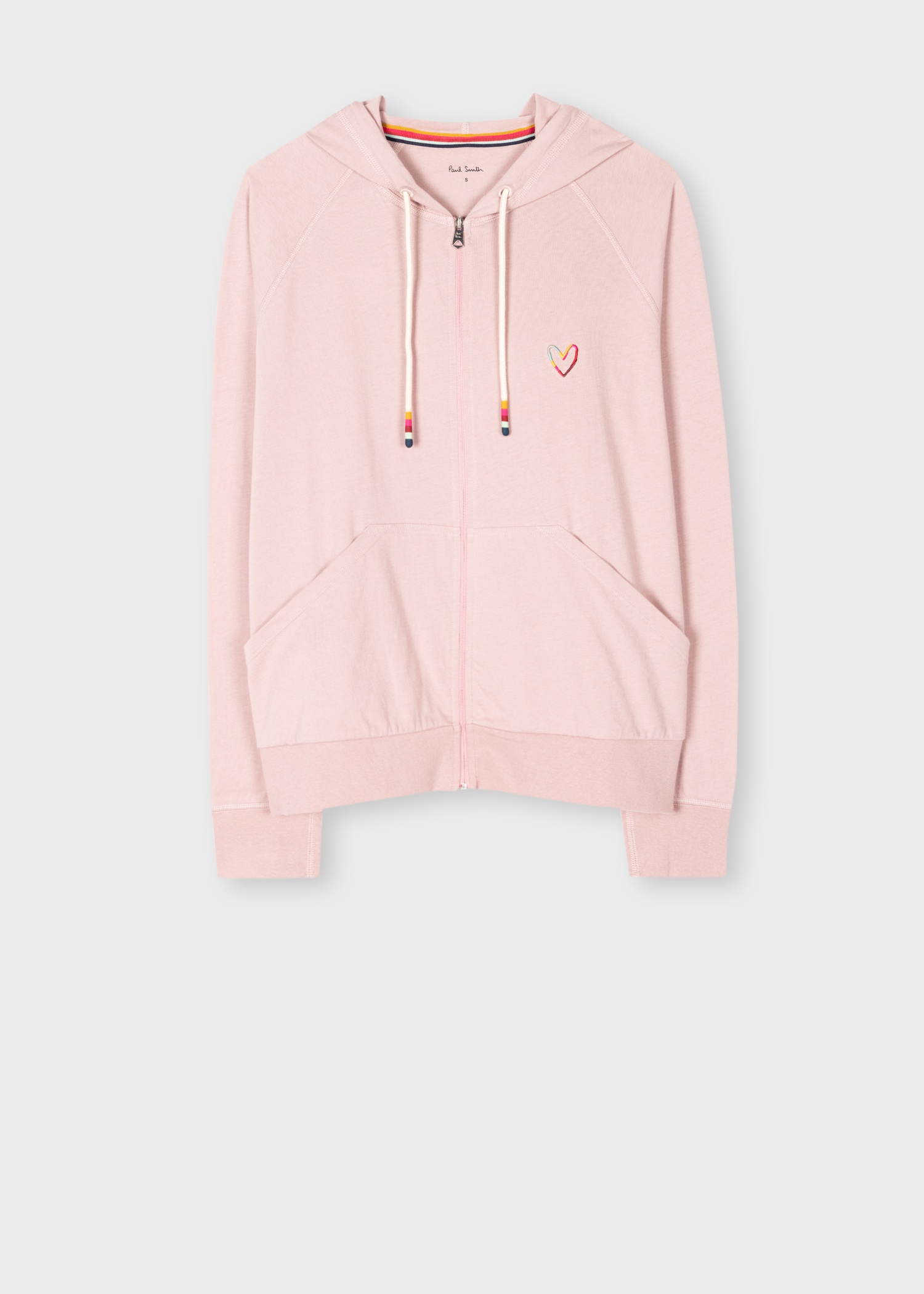 Women's Light Pink Cotton 'Swirl Heart' Zip Up Lounge Hoodie - 1