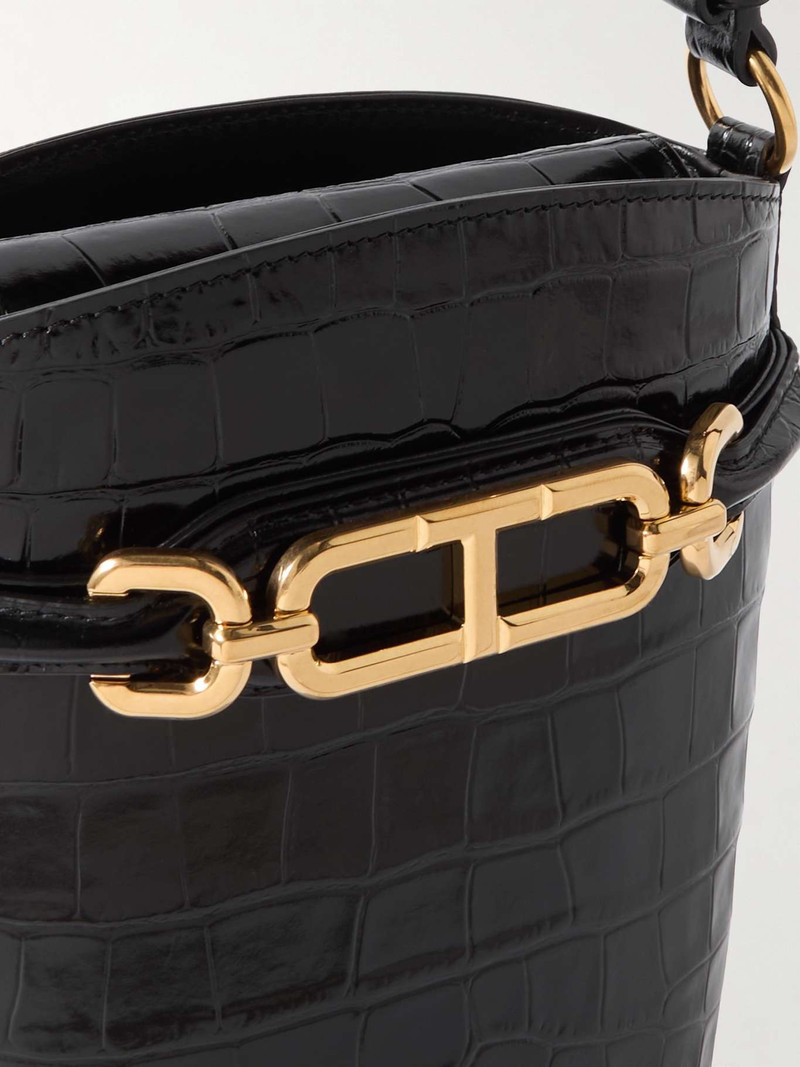 Whitney embellished croc-effect leather shoulder bag 4