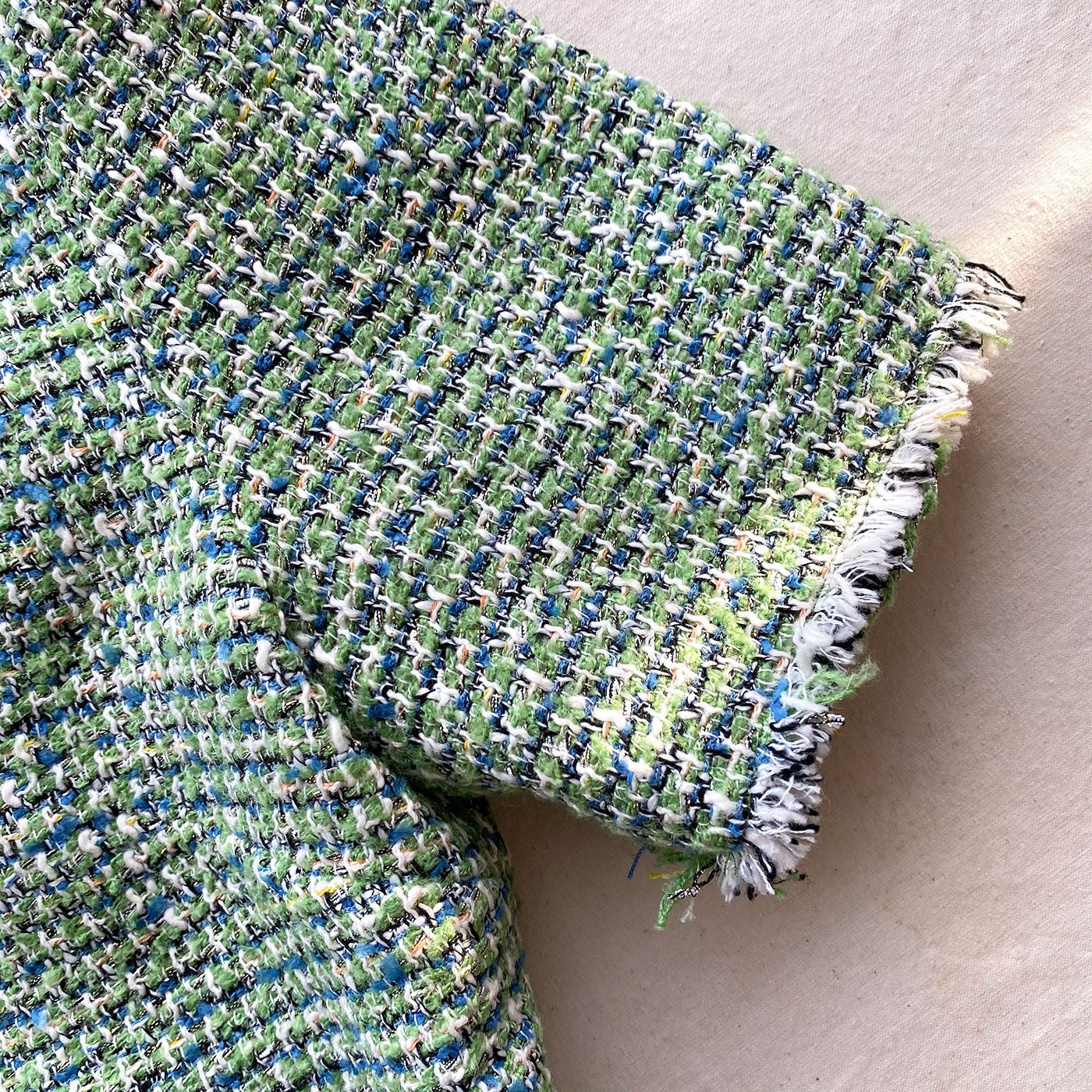 Green Bouclé Cropped Jacket - 5