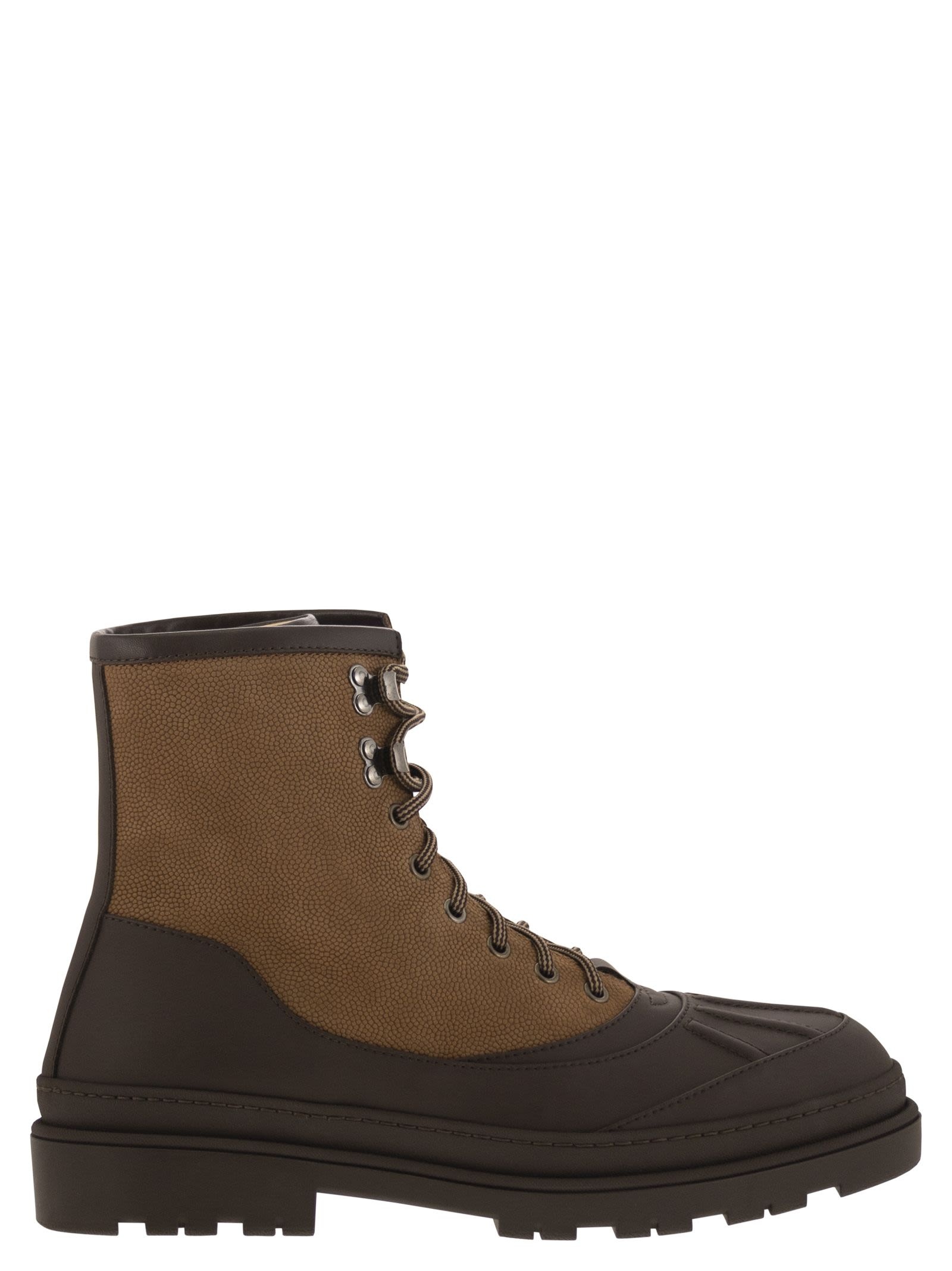 Brunello Cucinelli Men Duck Boot In Suede And Rubberised Calf Leather - 1