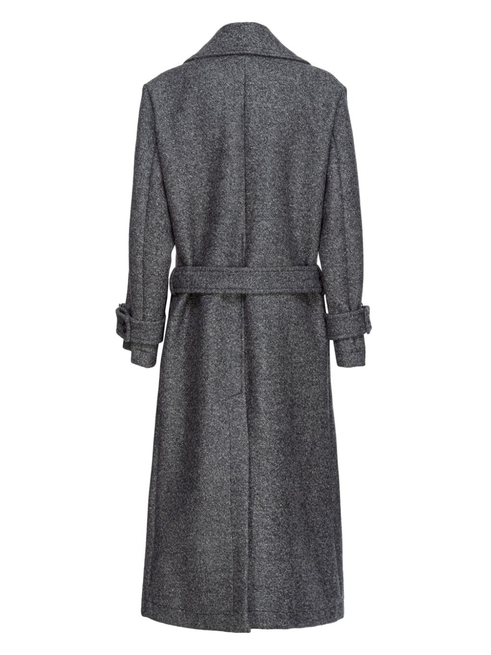 tie-fastening double-breasted coat - 2