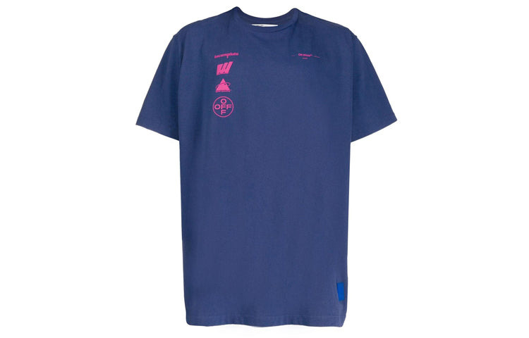 Off-White Mariana Painting Applique Short-sleeve Tee Men's Blue OMAA038E191850053088 - 2