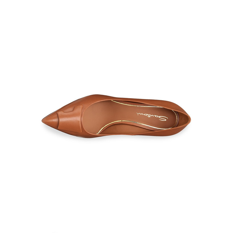Women's brown leather high-heel Santoni Sibille pump 5