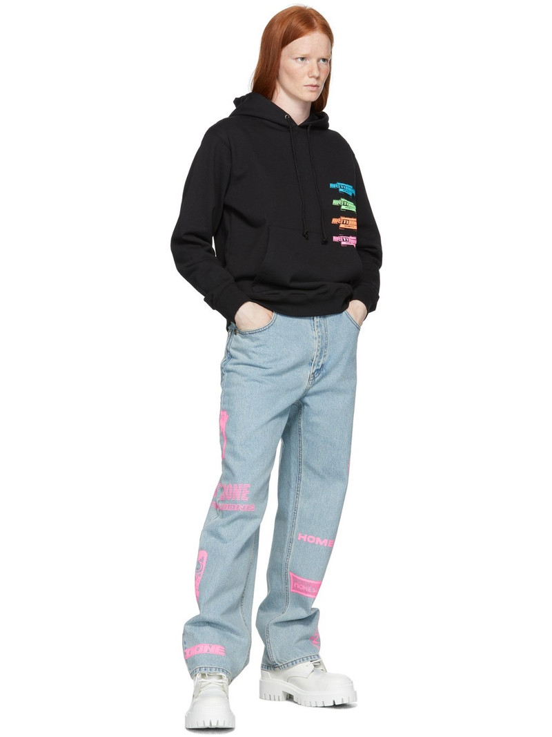 We11done Black Multi Logo Hoodie outlook