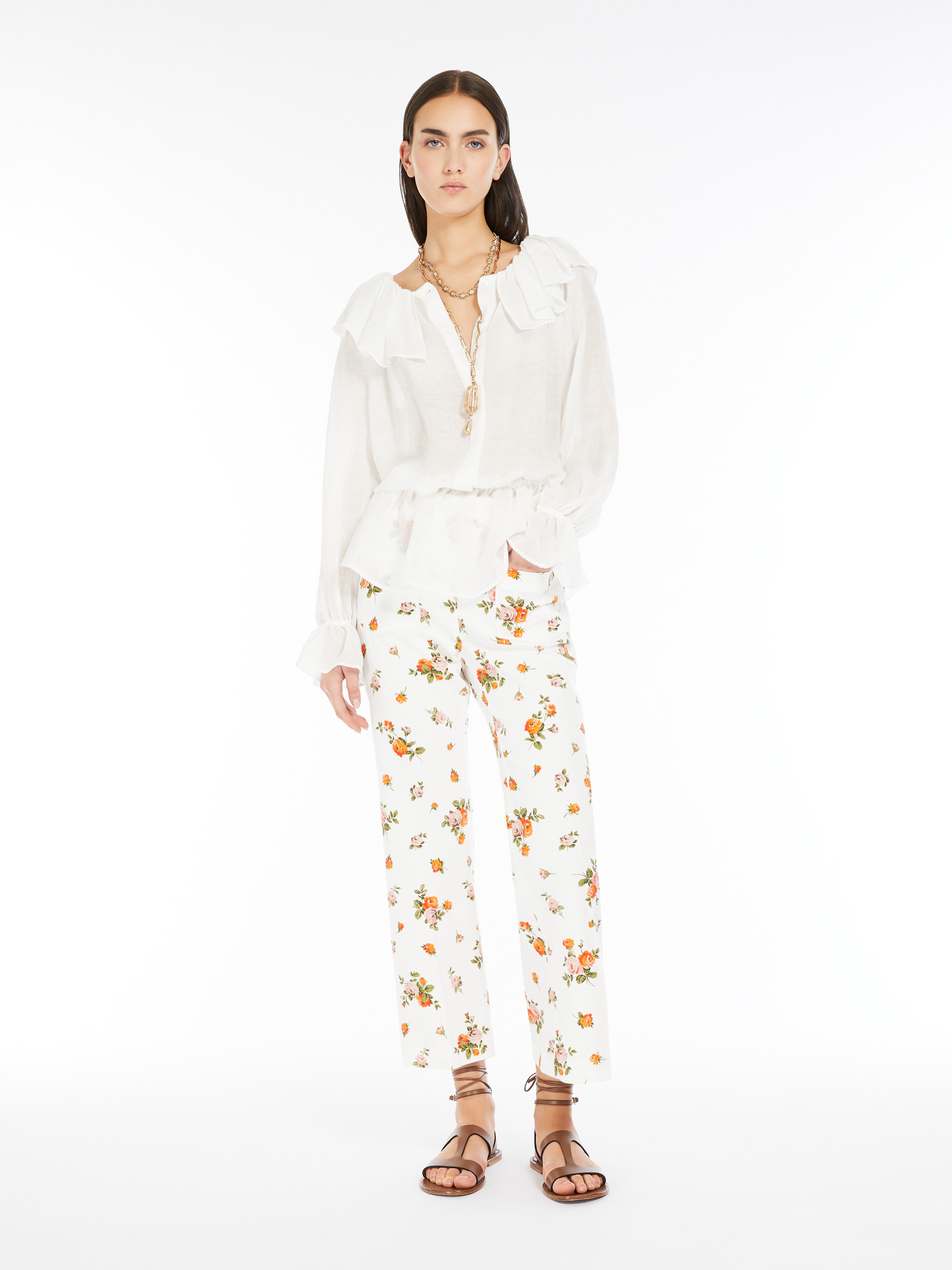 ASTRO1234 Viscose and linen gauze blouse - 2