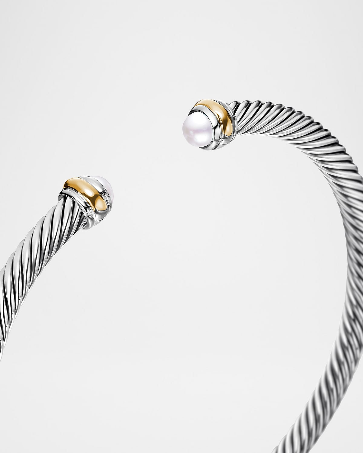 Cable Bracelet with Gemstone in Silver with 18K Gold, 4mm - 8