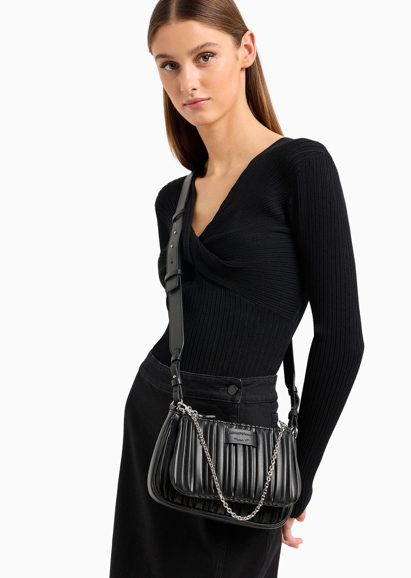 ASV double mini shoulder bag in pleated, recycled faux nappa leather 7