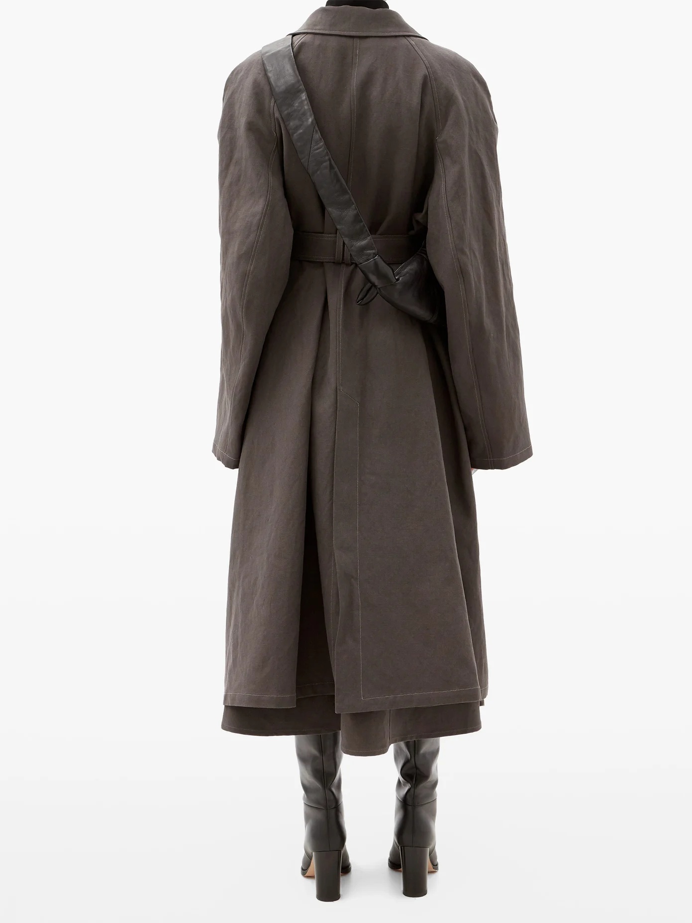 Belted linen-blend canvas coat - 5