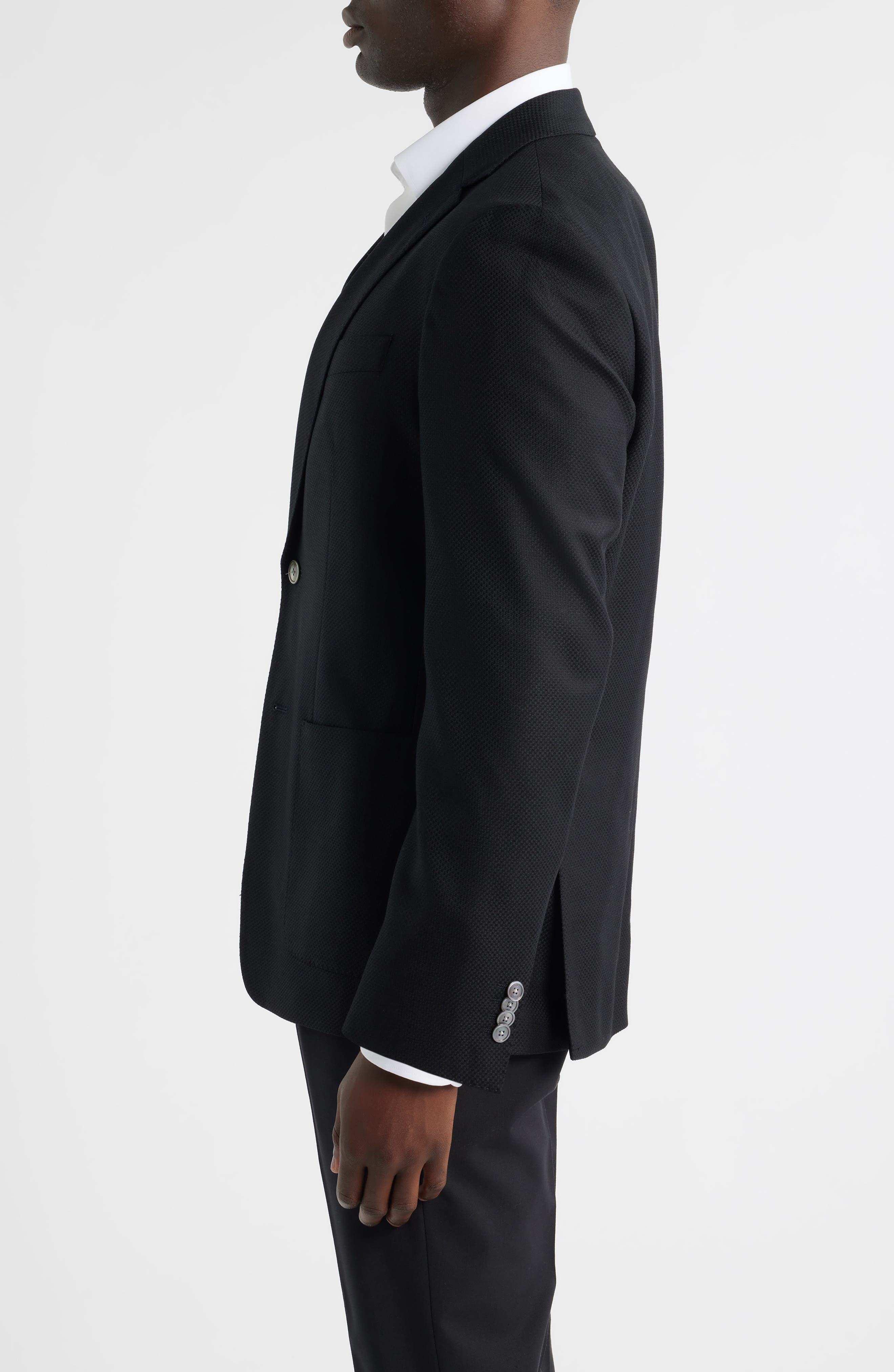 BOSS Hutson Slim Fit Textured Black Wool Sport Coat at Nordstrom - 3