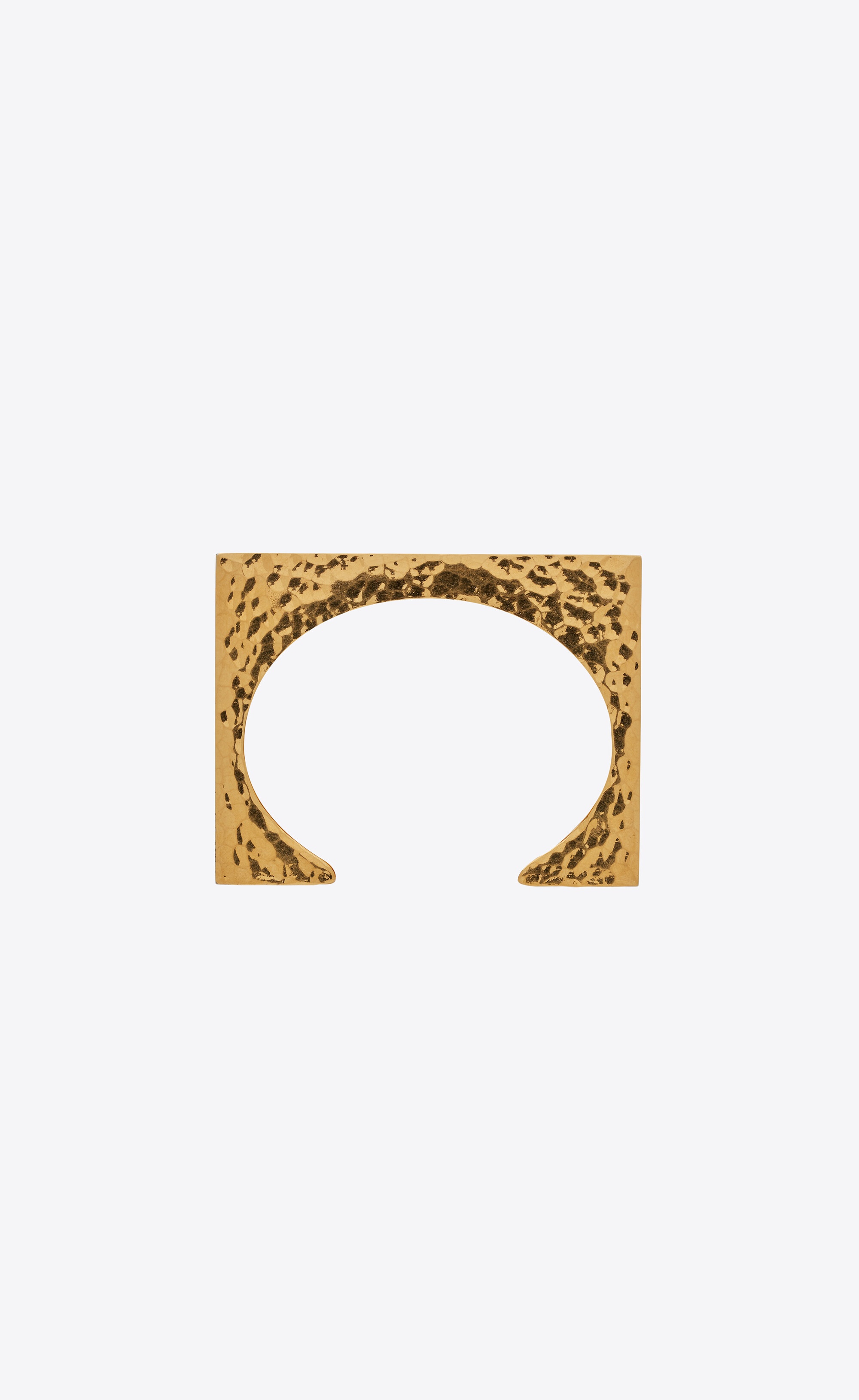 square cuff bracelet in crocodile-embossed leather and metal - 1