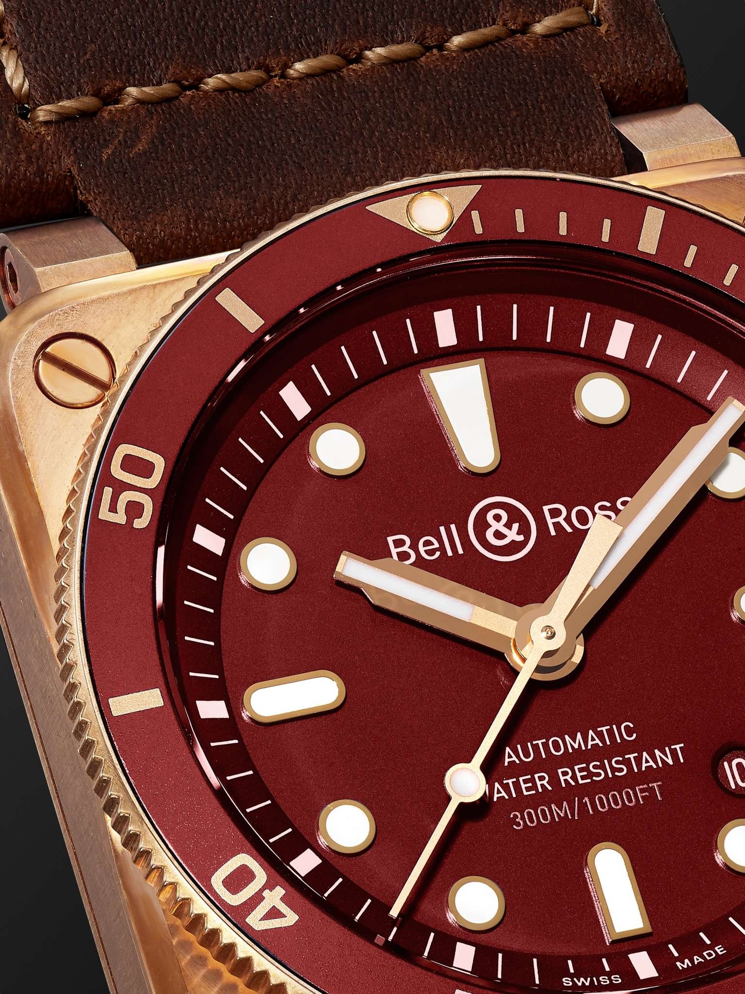 BR 03-92 Diver Red Limited Edition Automatic 42mm Bronze and Leather Watch, Ref. No. BR0392-D-R-BR/S - 6