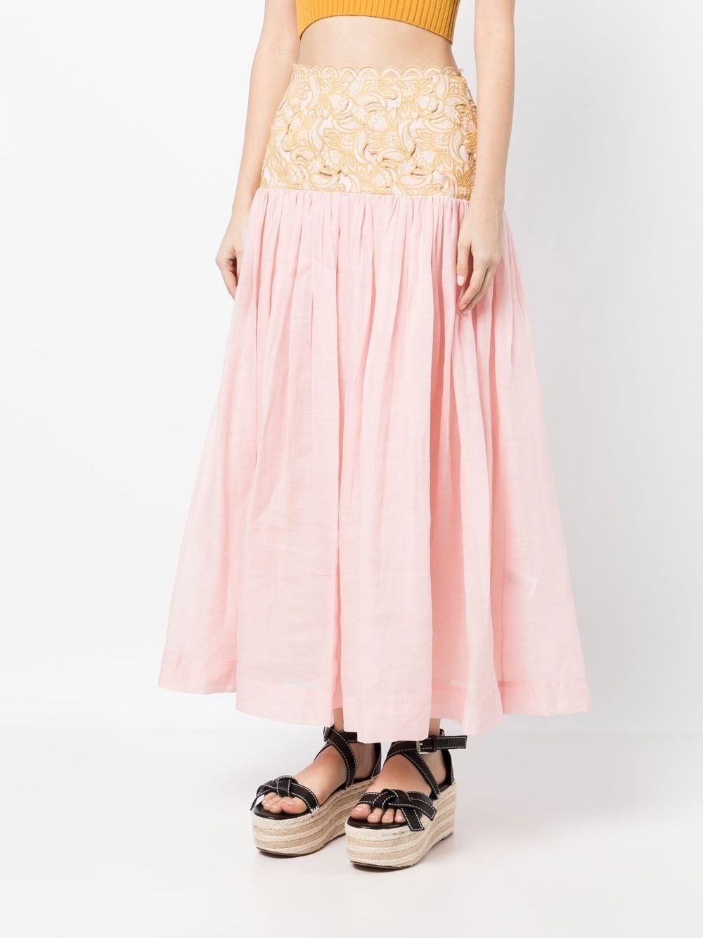 Anthea floral-embroidered maxi skirt - 3